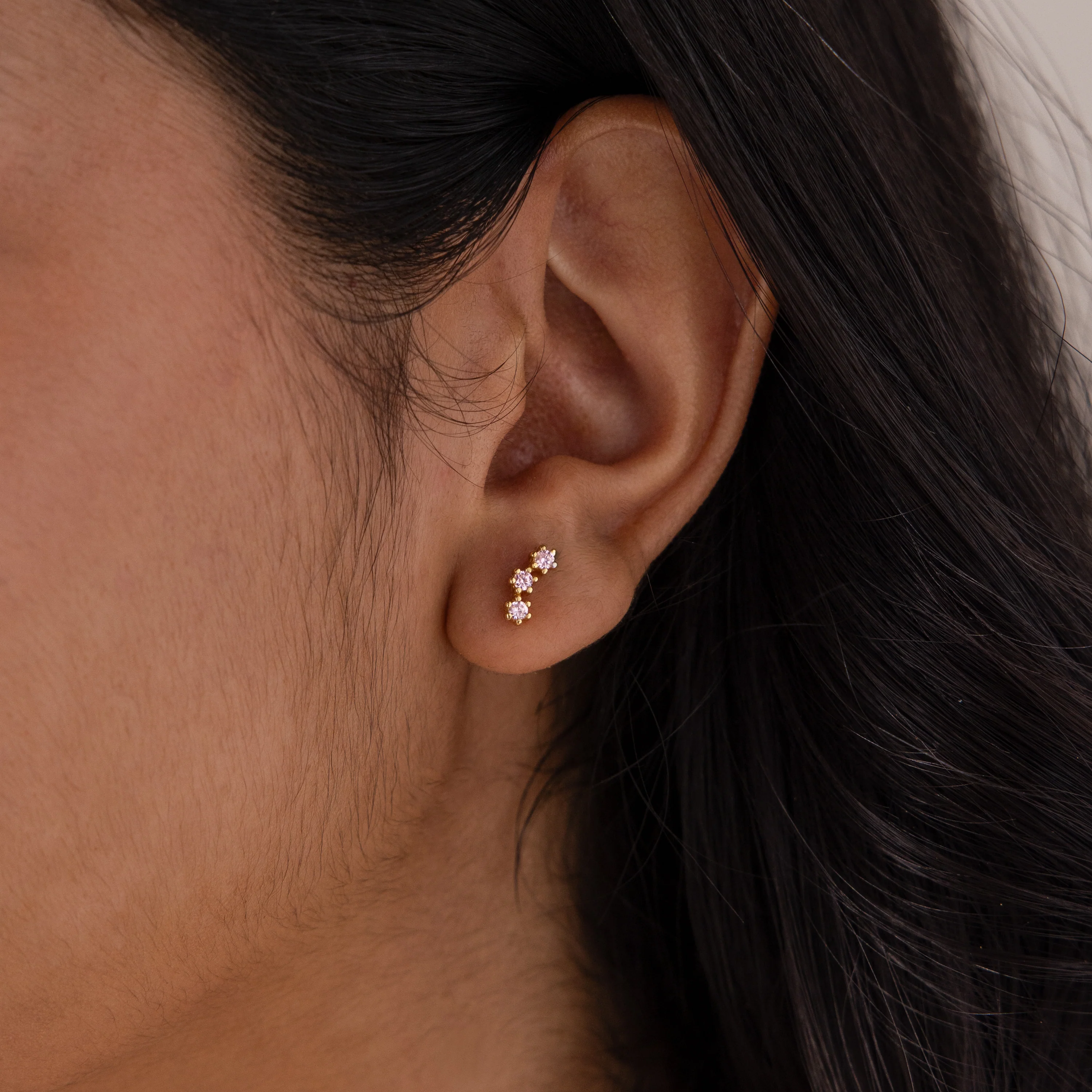 Pink Tourmaline Cluster Flatback Studs - Image 2