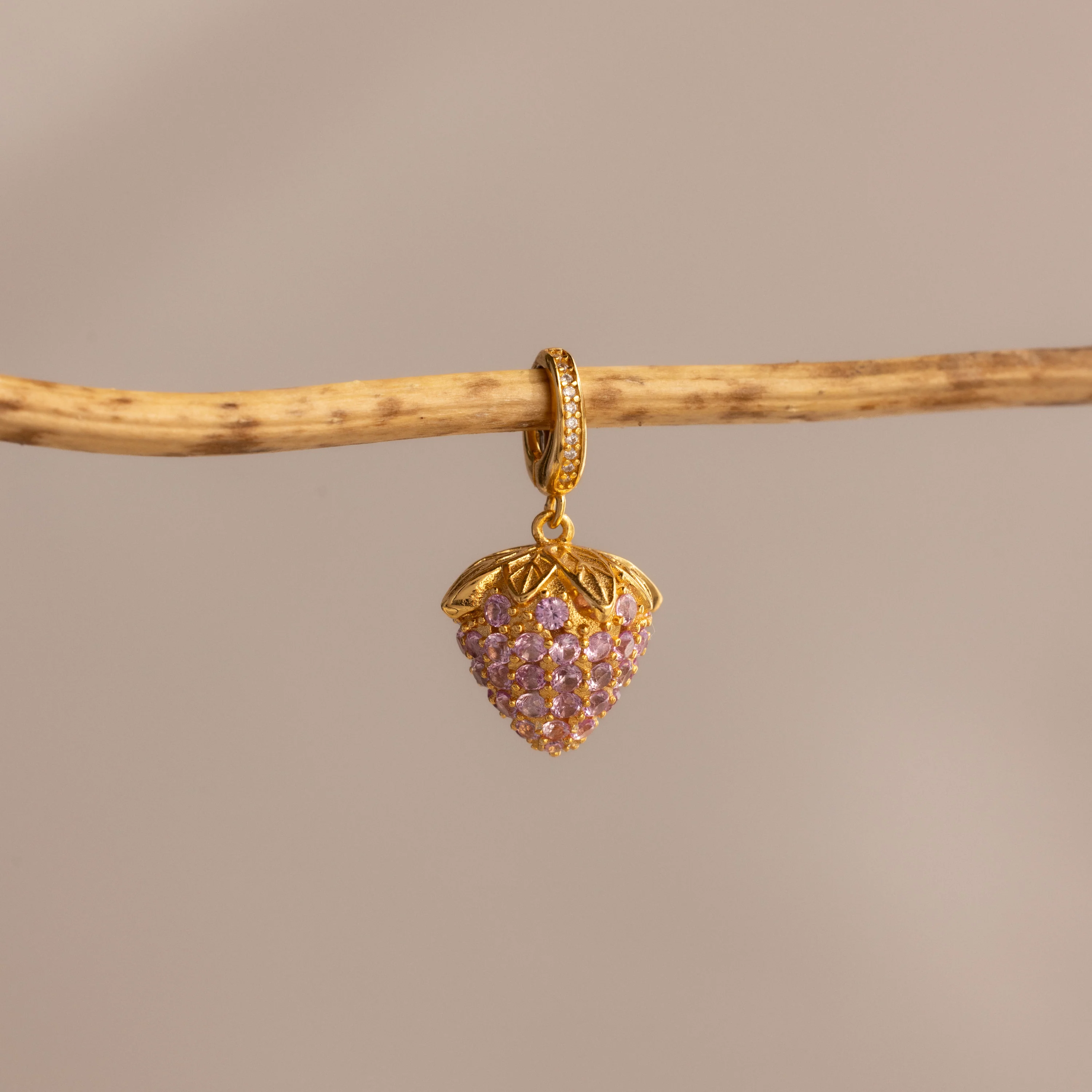 Pink Tourmaline Raspberry Charm - Image 5