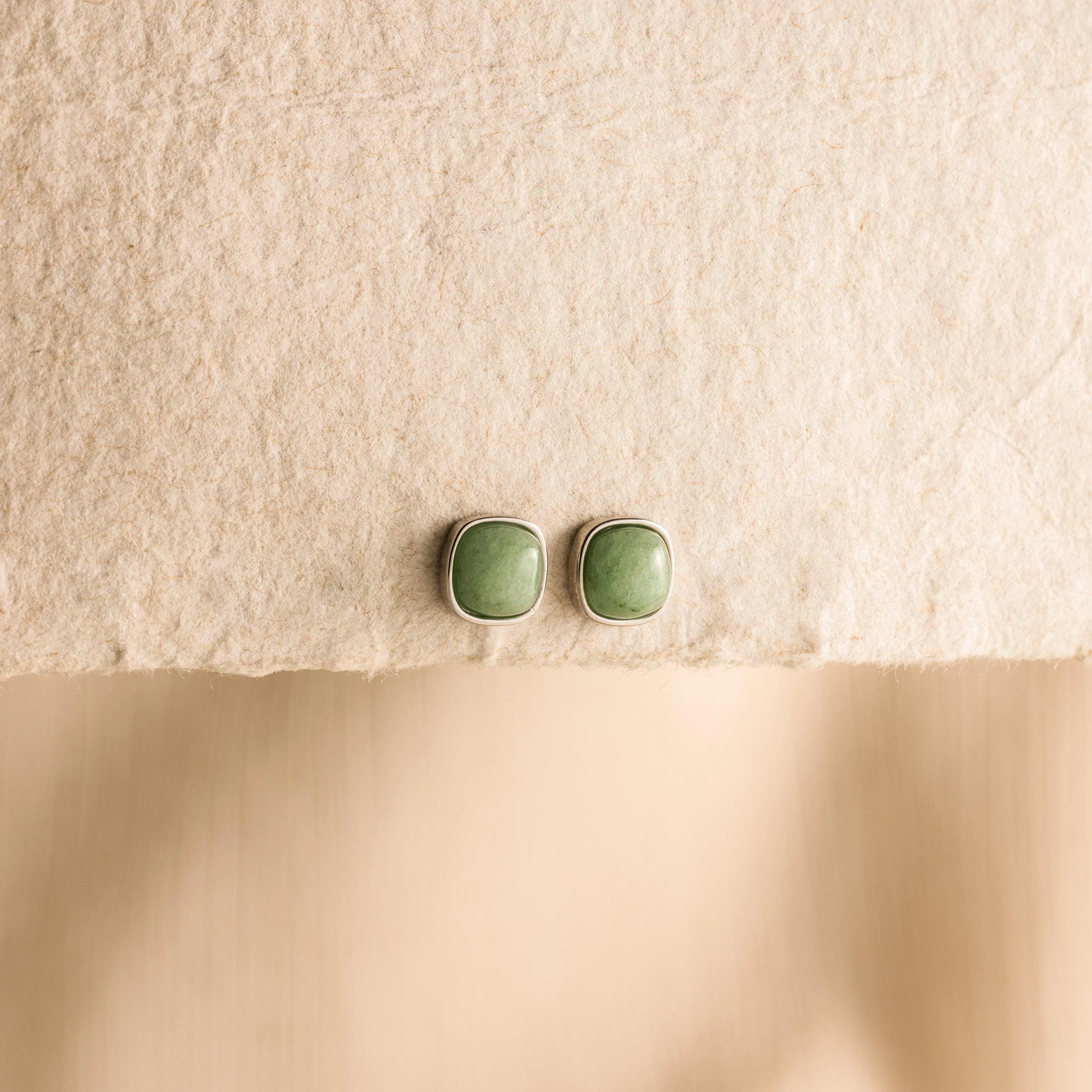 Princess Cut Jade Studs - Image 5