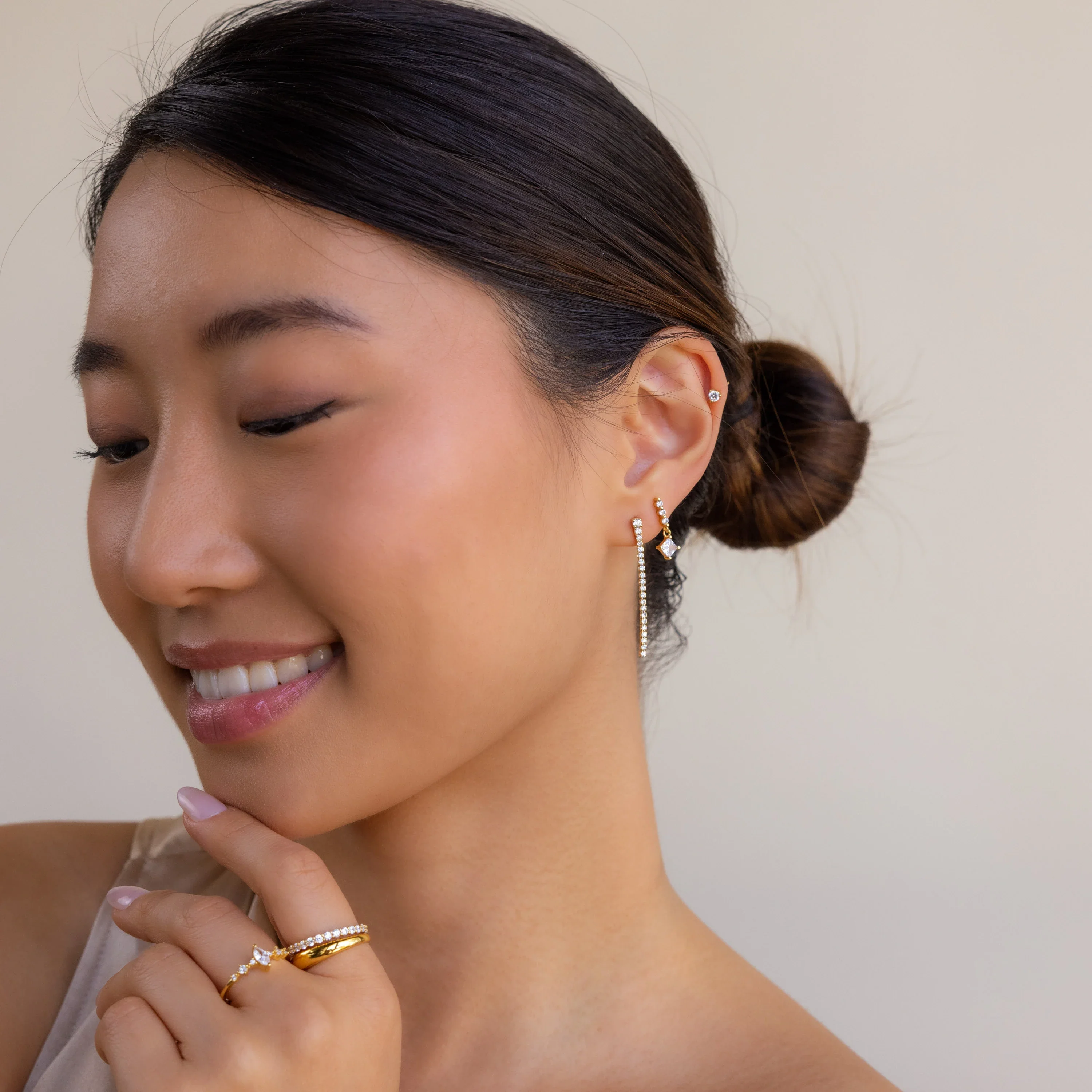 Princess Diamond Drop Studs - Image 6