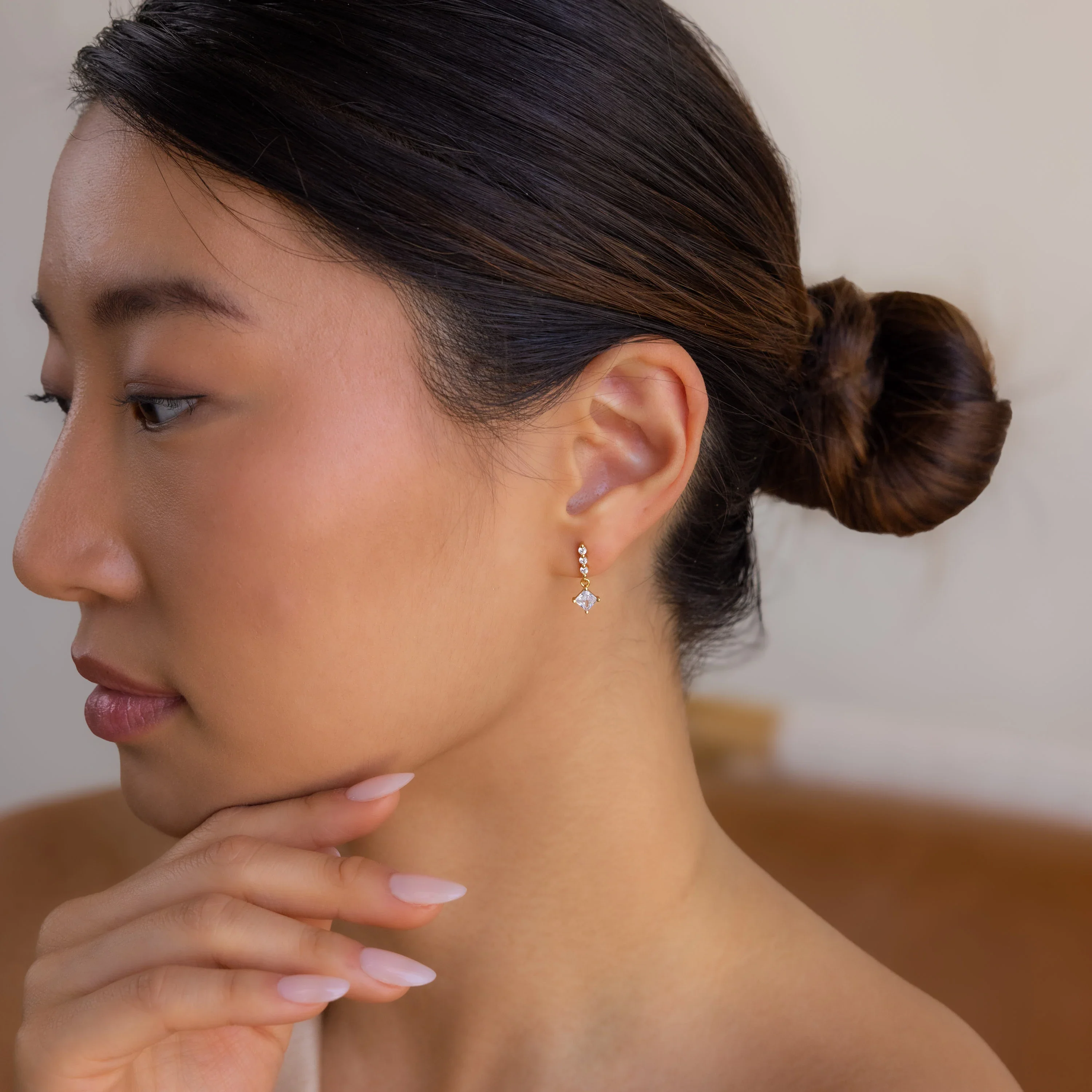 Princess Diamond Drop Studs - Image 8