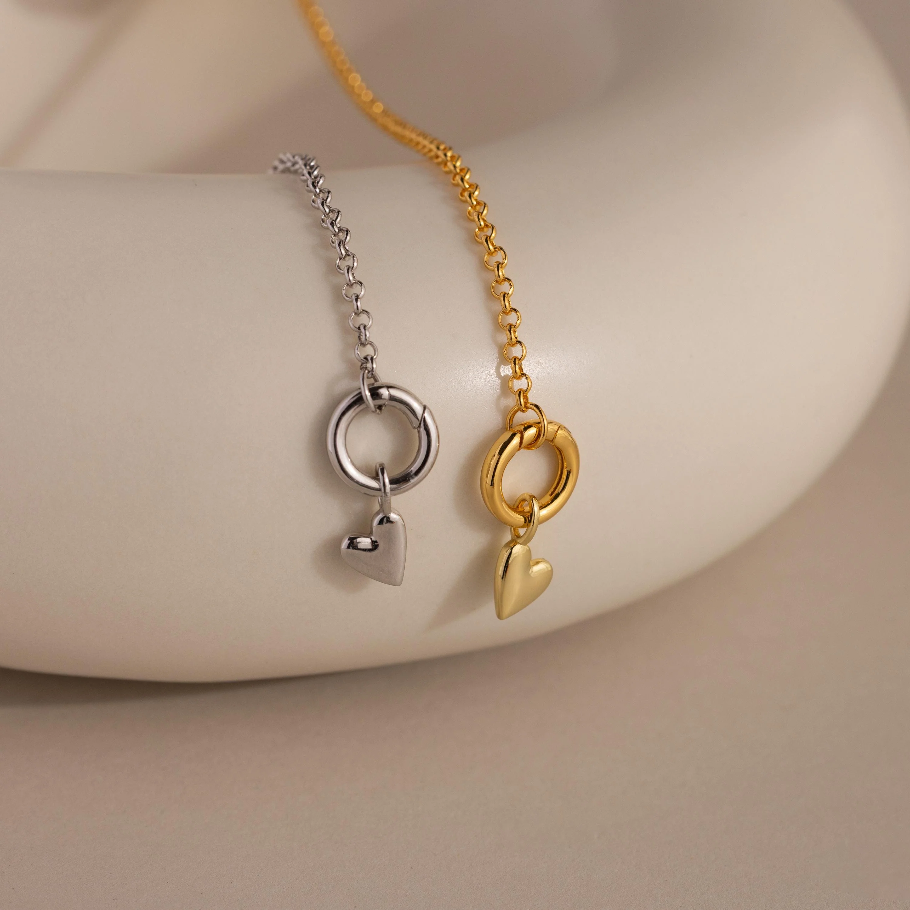 Rolo Circle Charm Necklace in Silver - Image 7