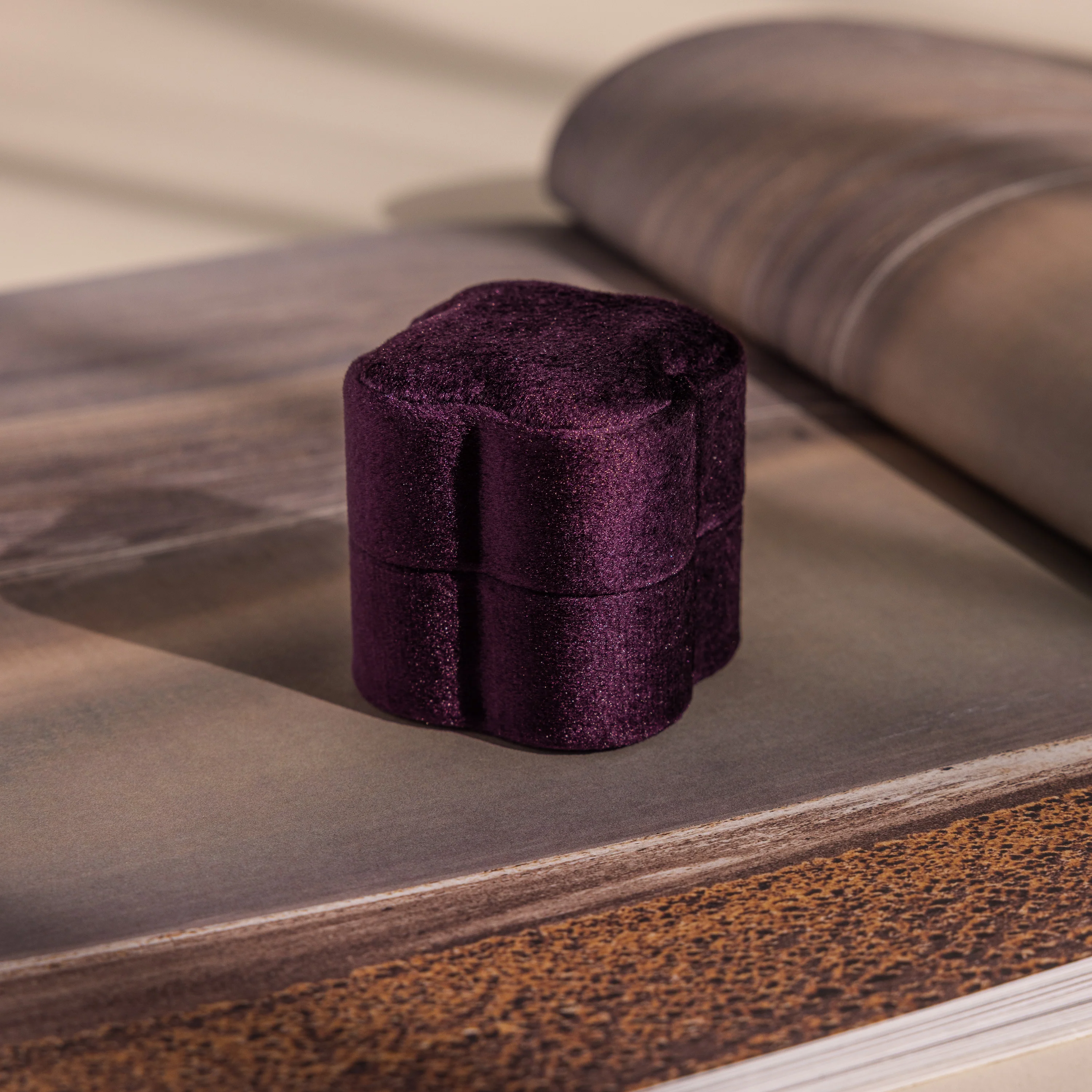 Purple Flower Velvet Ring Box - Image 6