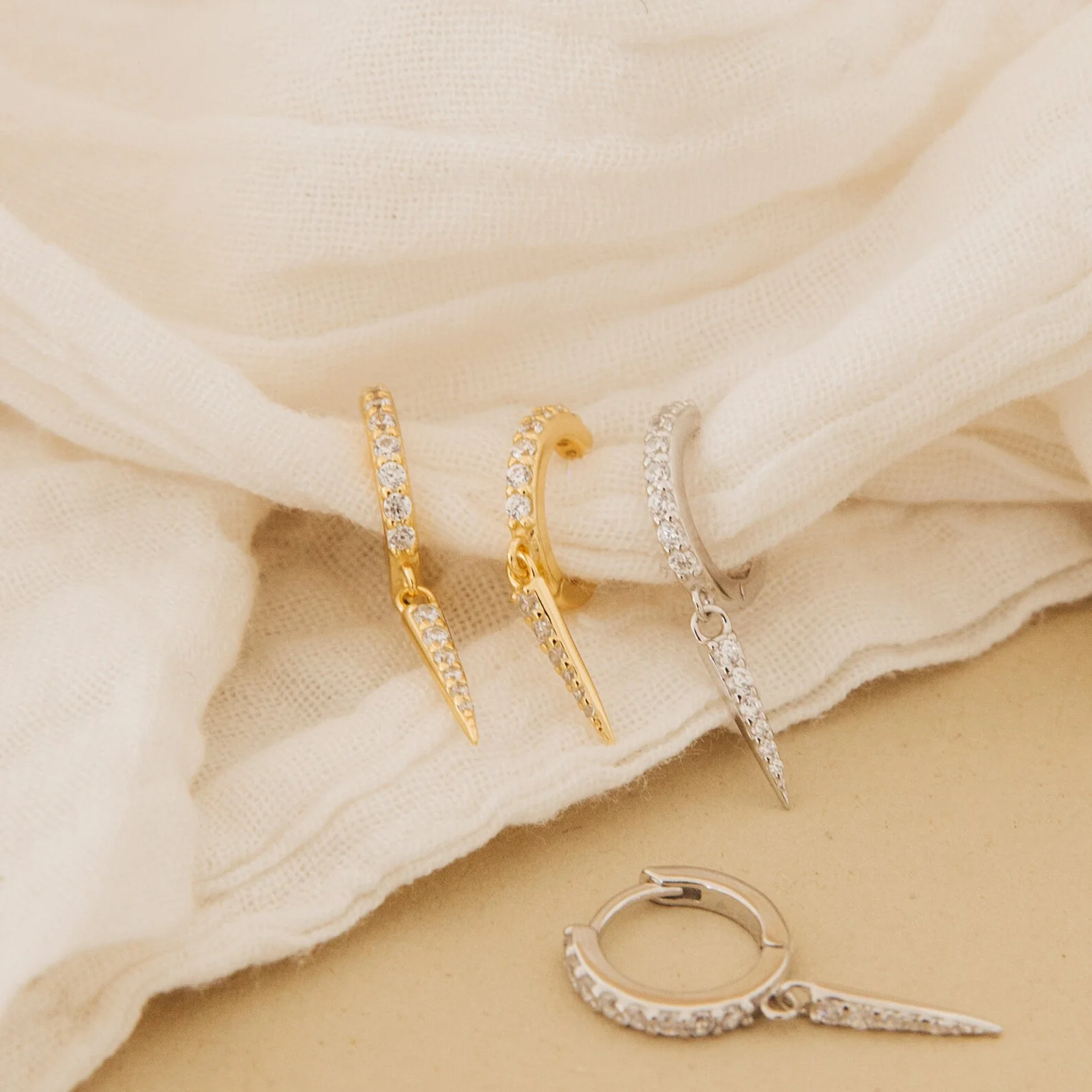 Quinn Pave Dagger Huggies - Image 4