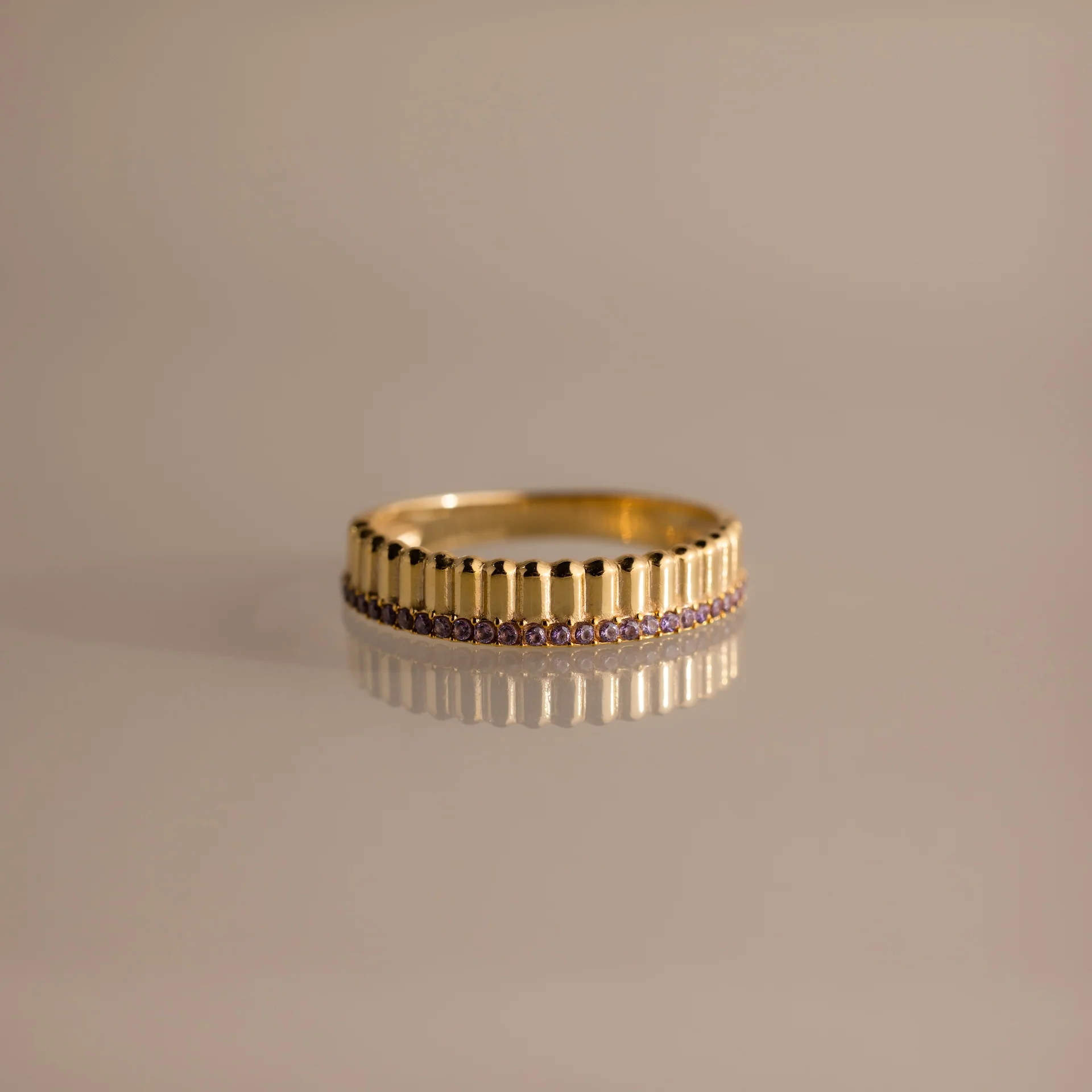 Ribbed Alexandrite Stack Ring