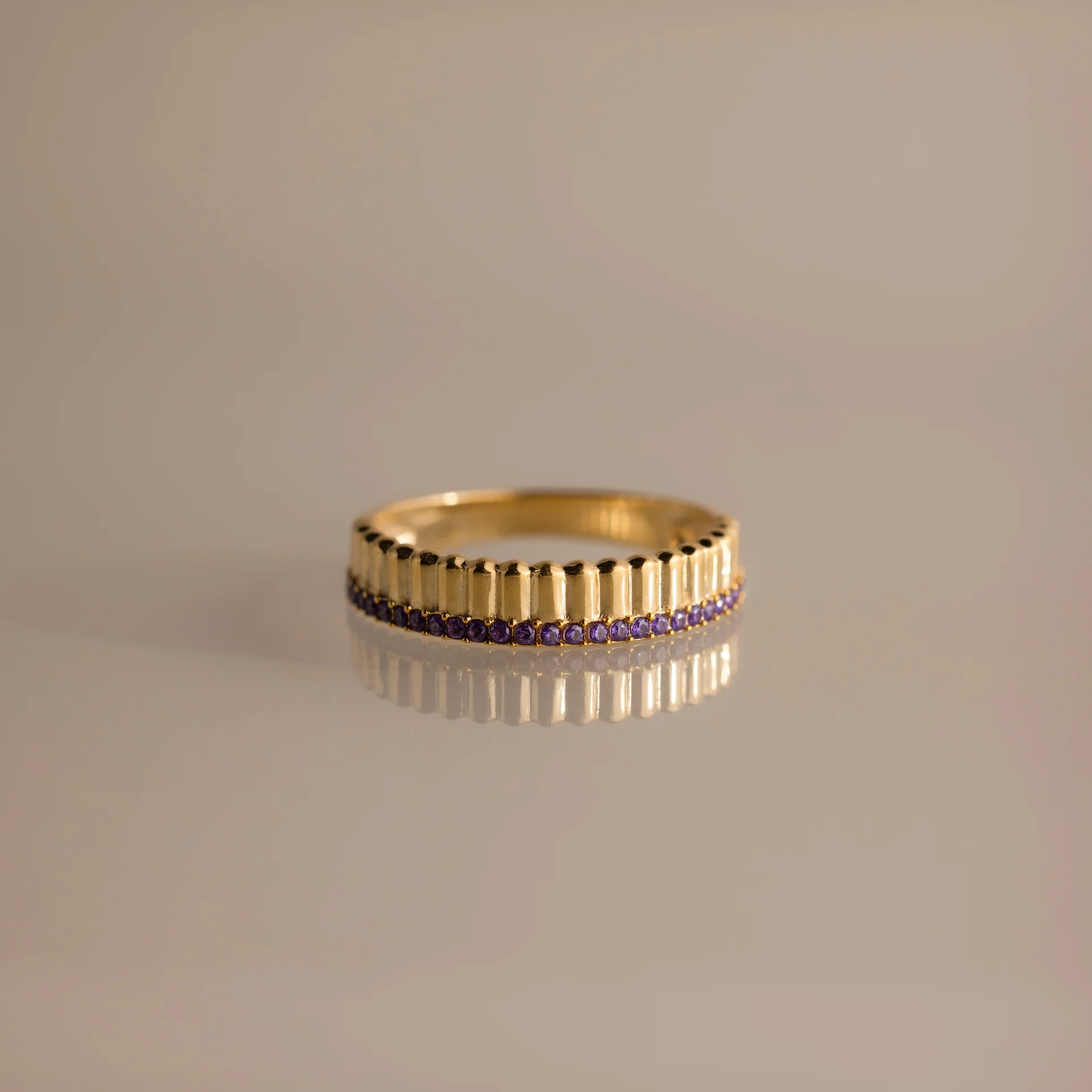 Ribbed Amethyst Stack Ring