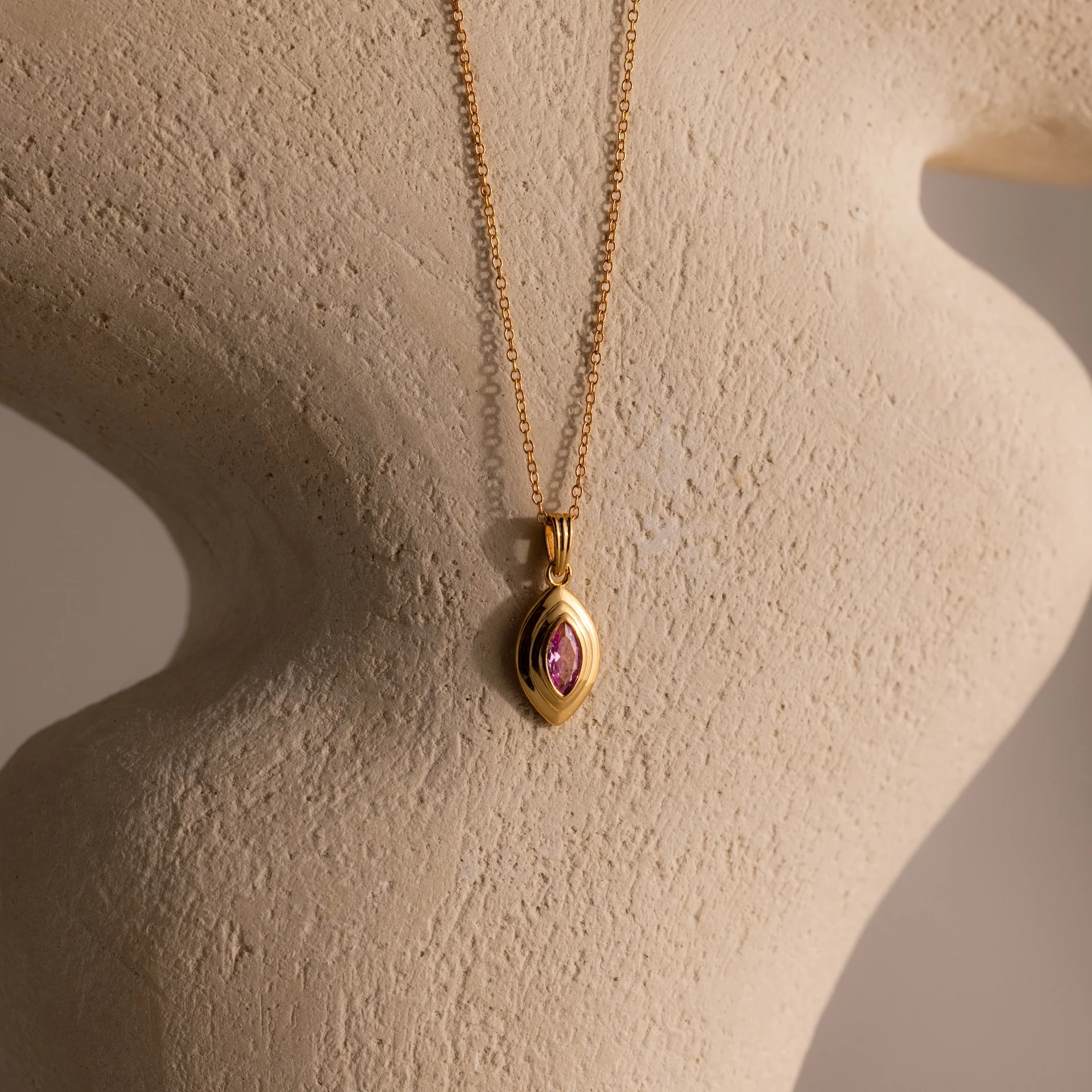 Ribbed Birthstone Pendant Necklace - Image 11