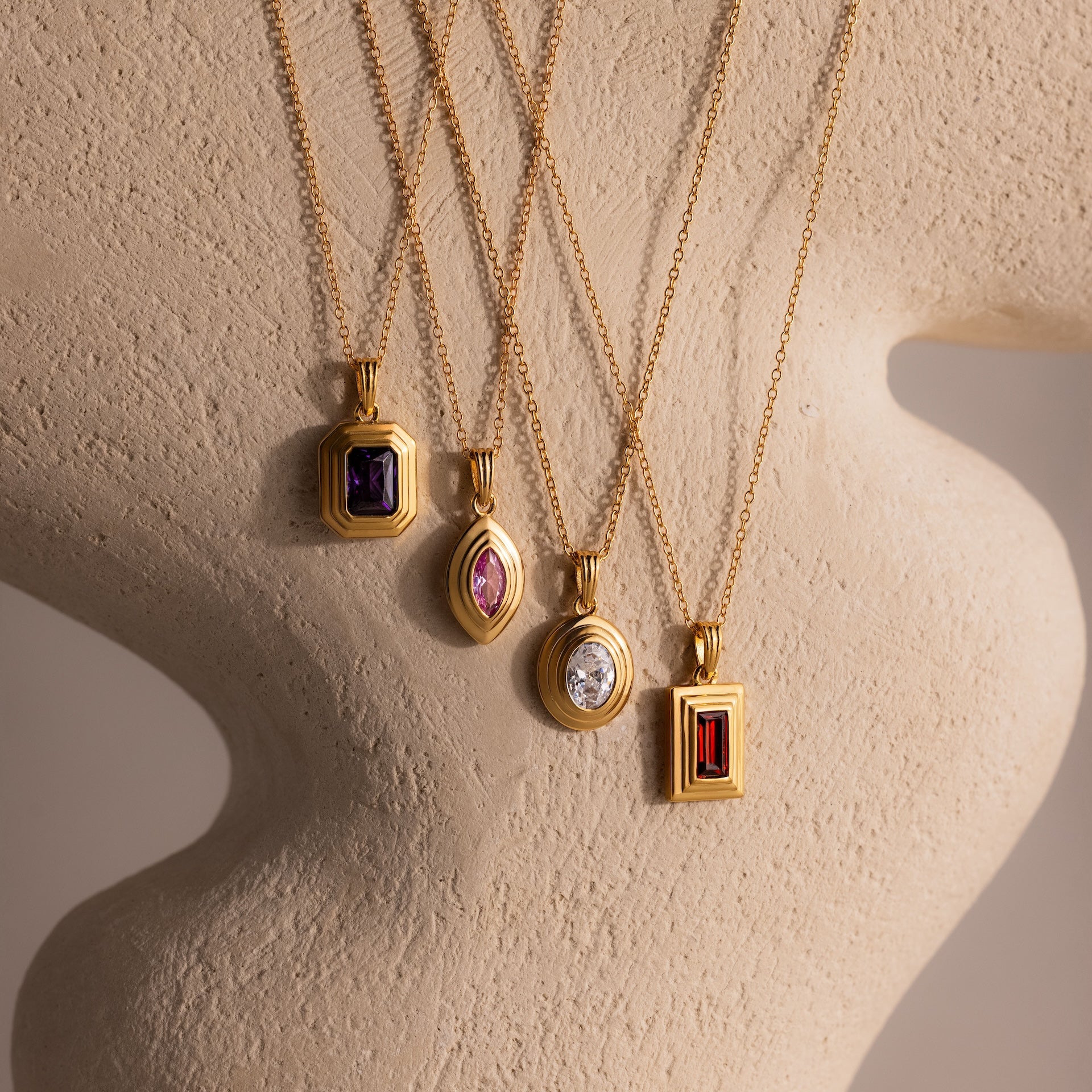 Ribbed Birthstone Pendant Necklace - Image 12