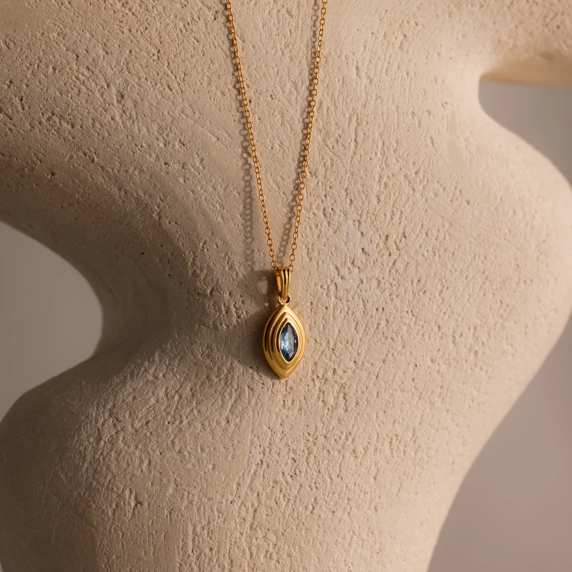 Ribbed Birthstone Pendant Necklace - Image 3