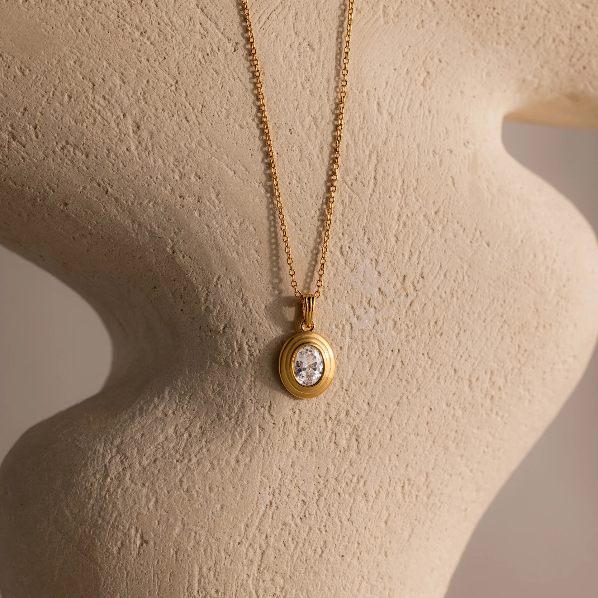 Ribbed Birthstone Pendant Necklace - Image 4