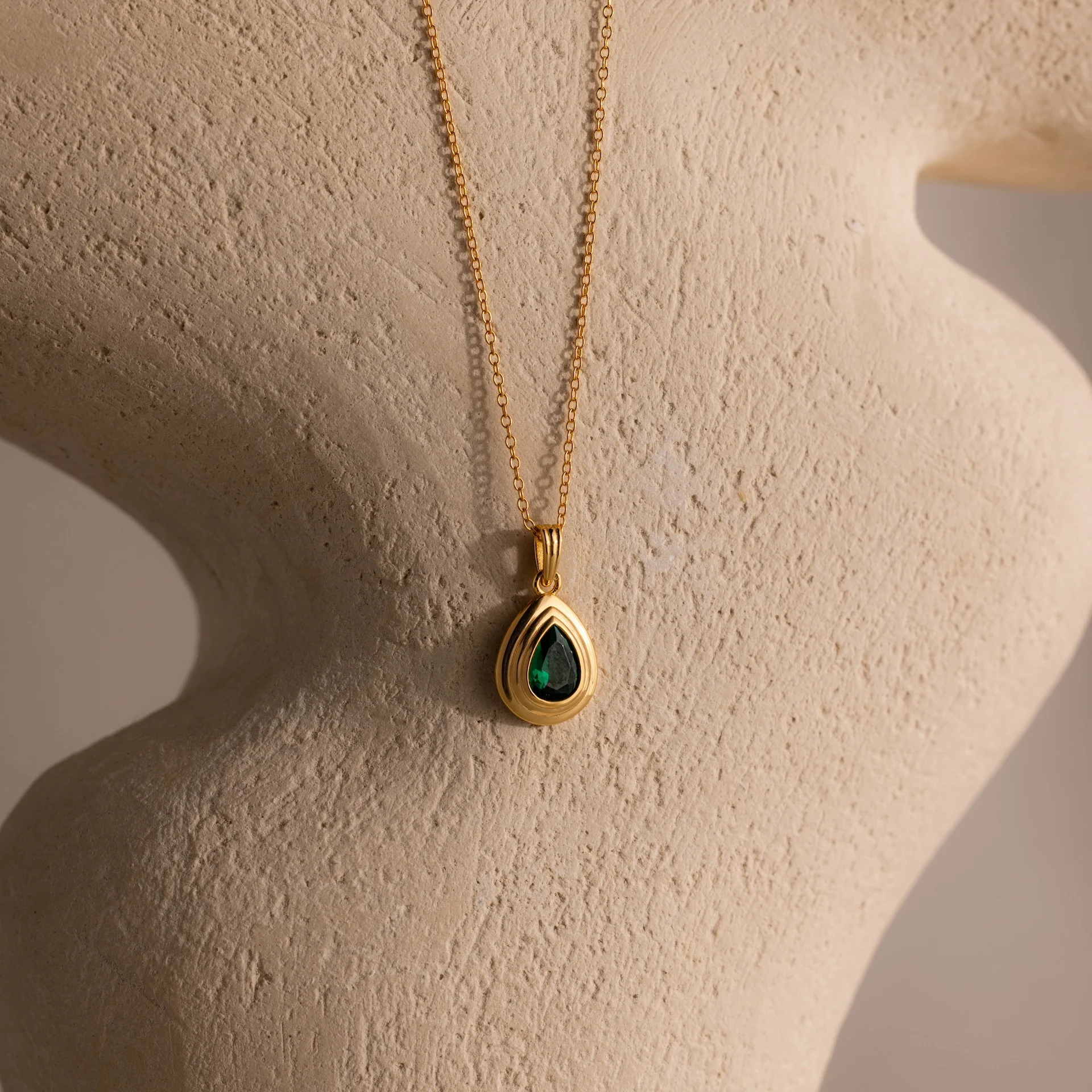 Ribbed Birthstone Pendant Necklace - Image 5