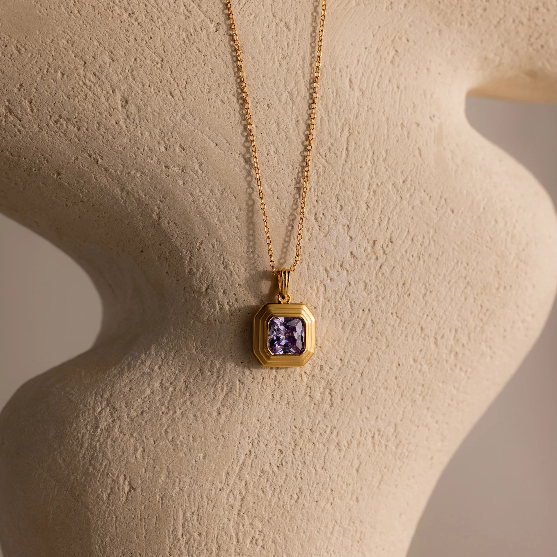 Ribbed Birthstone Pendant Necklace - Image 6