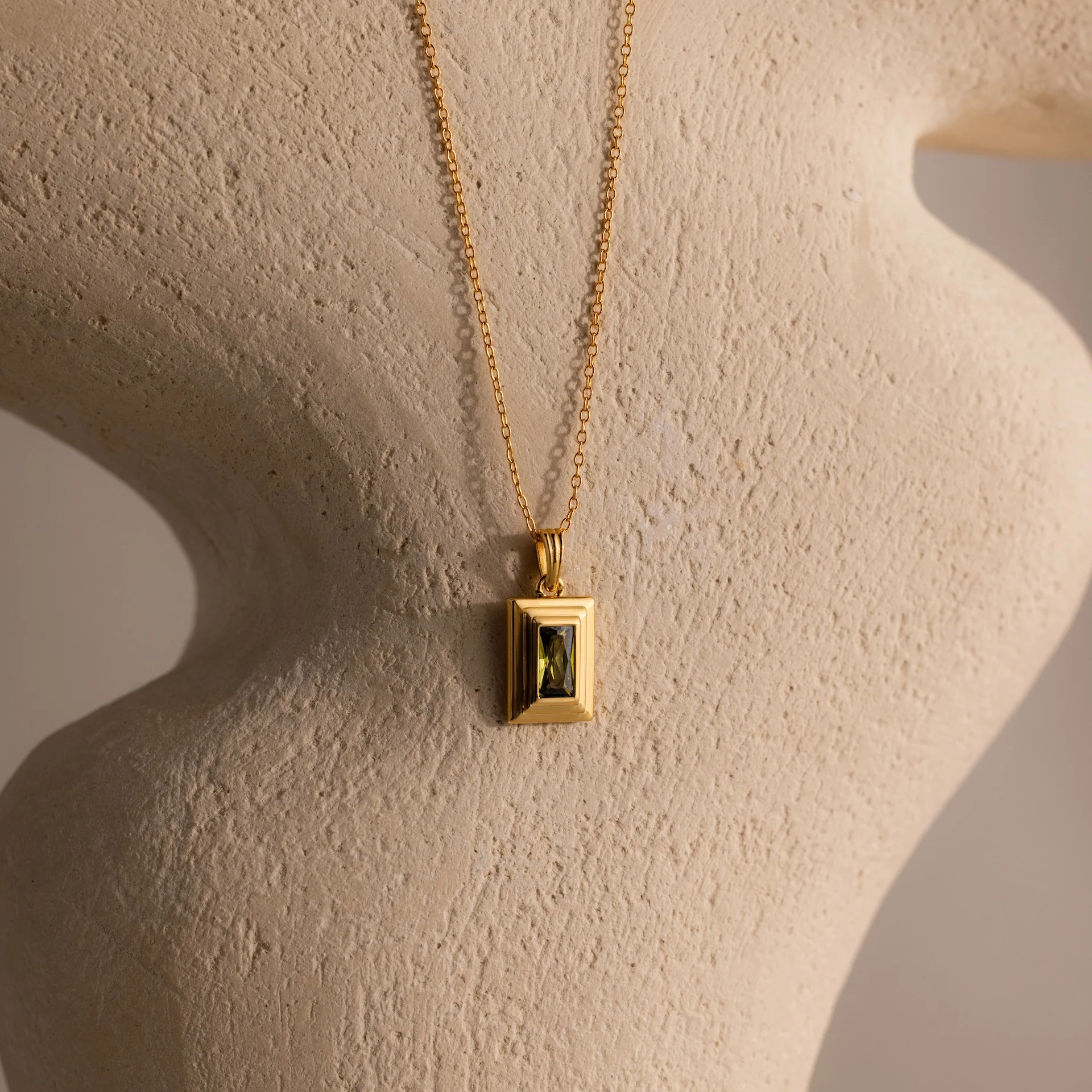 Ribbed Birthstone Pendant Necklace - Image 9