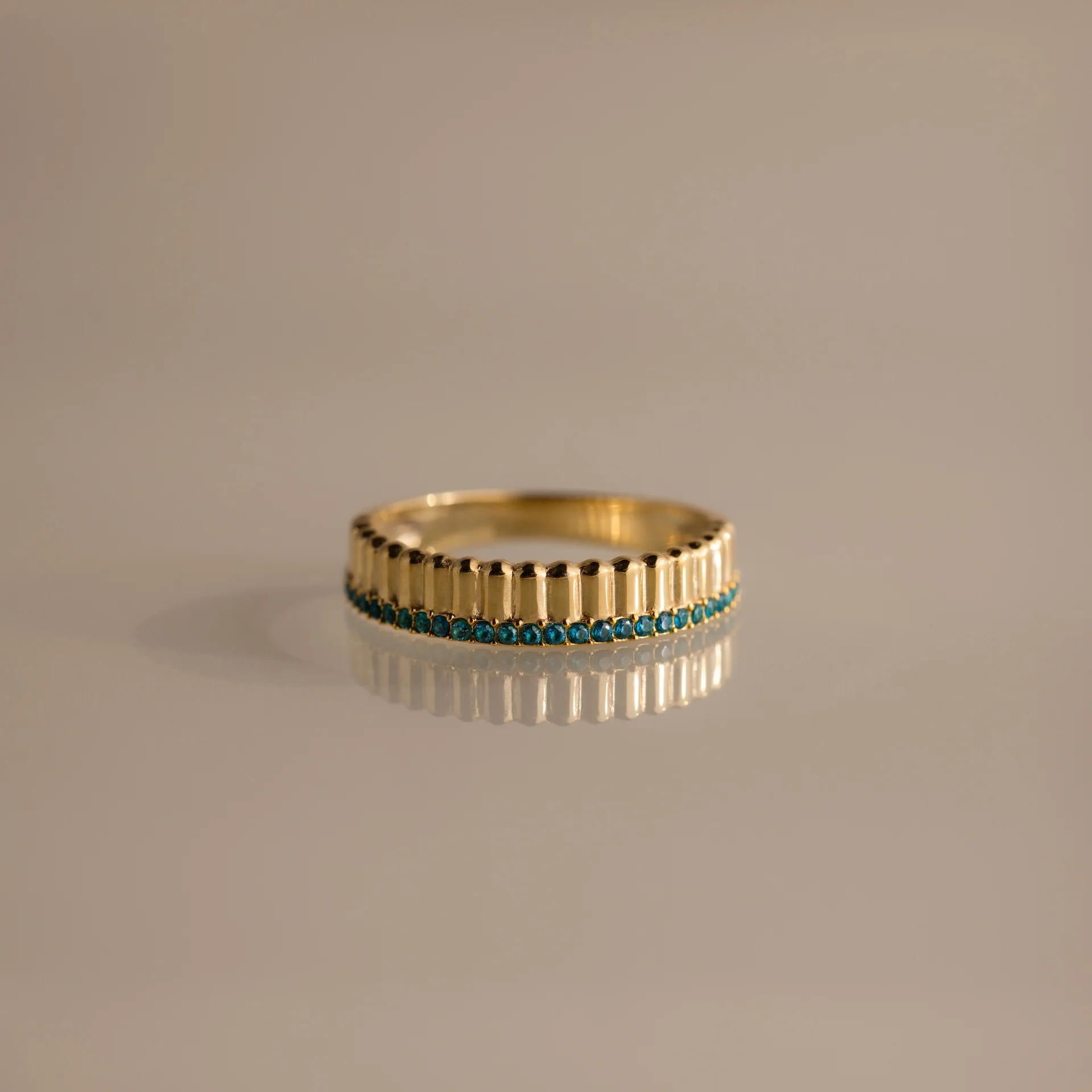 Ribbed Blue Zircon Stack Ring