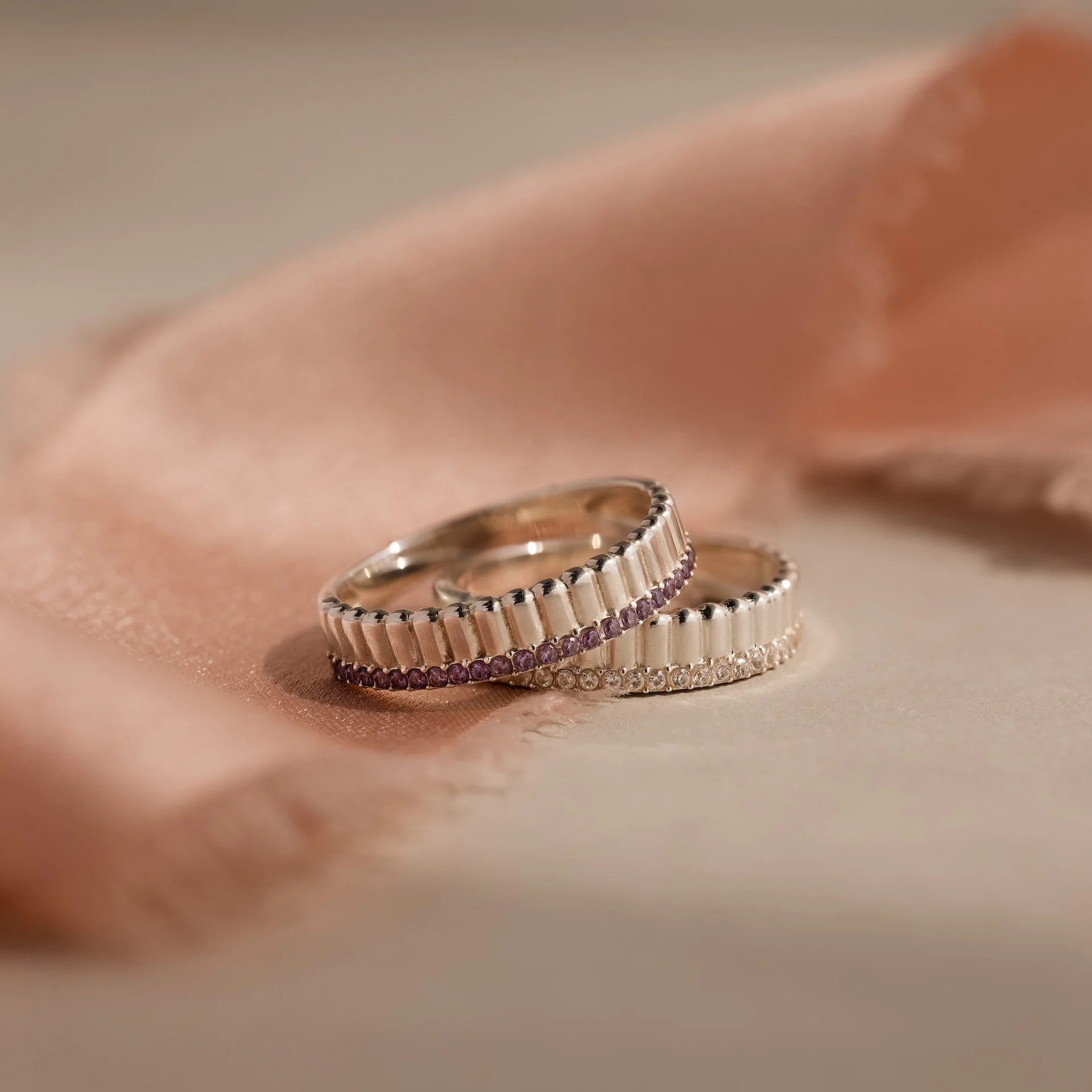 Ribbed Blue Zircon Stack Ring - Image 7
