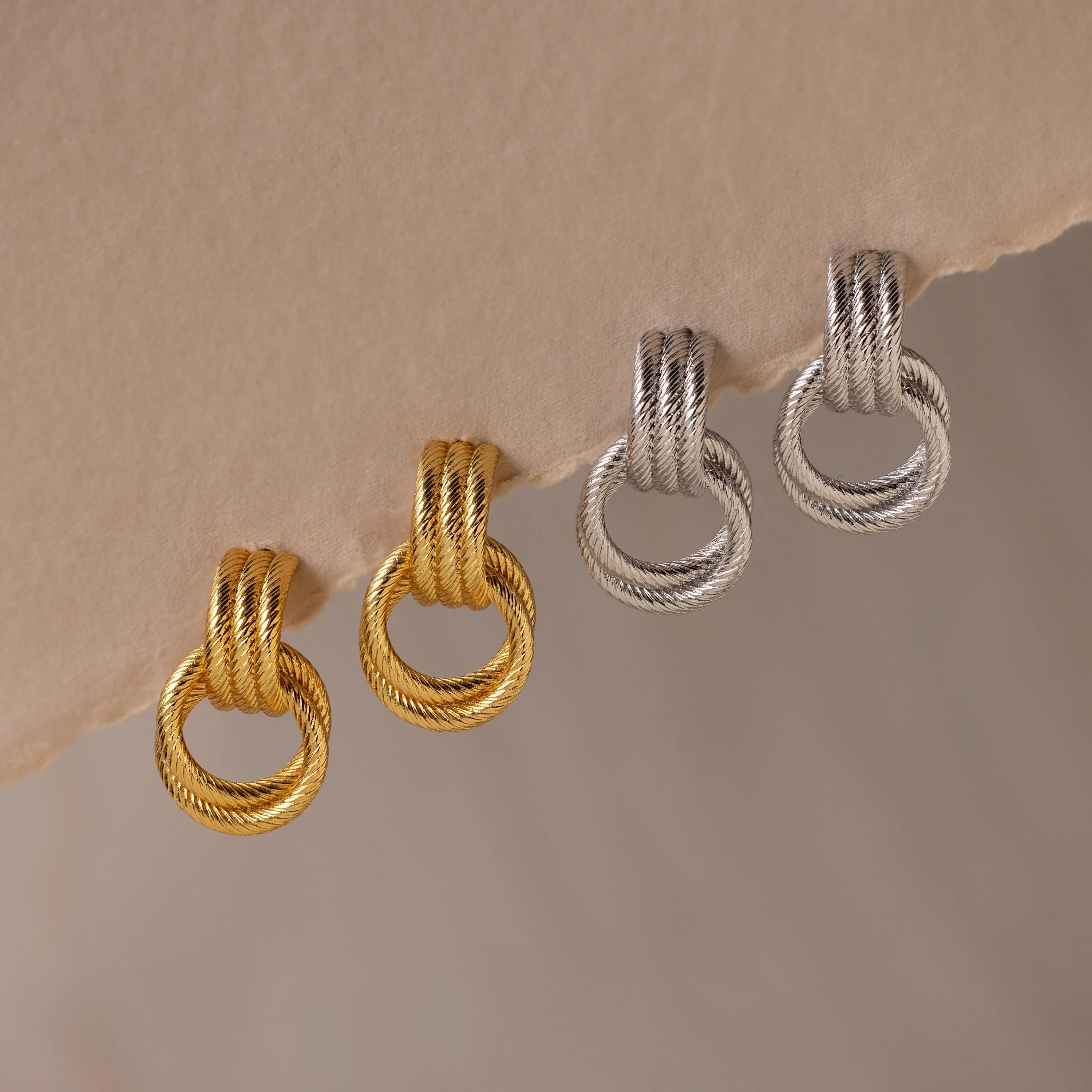 Ribbed Duo Knot Earrings - Image 3