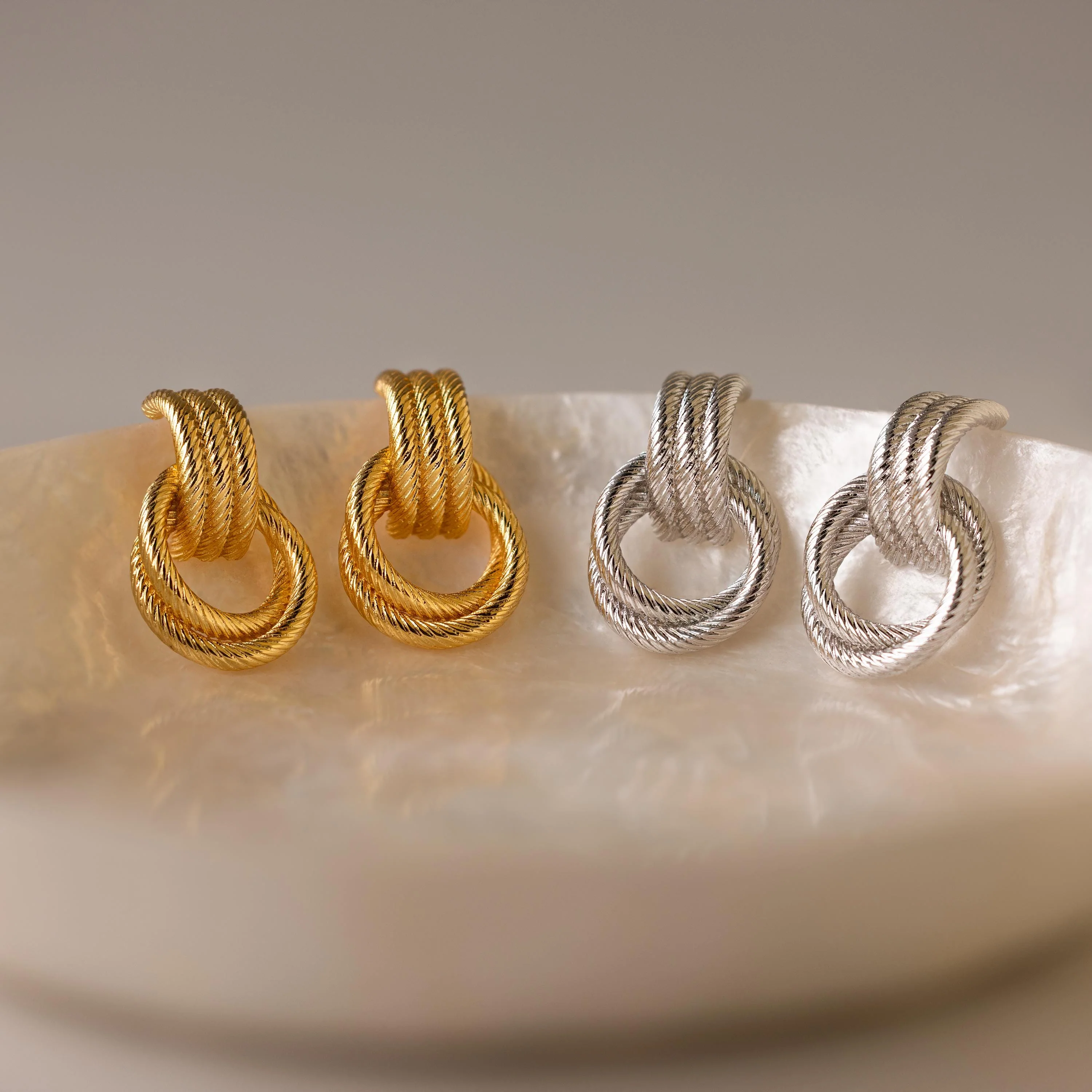 Ribbed Duo Knot Earrings - Image 7