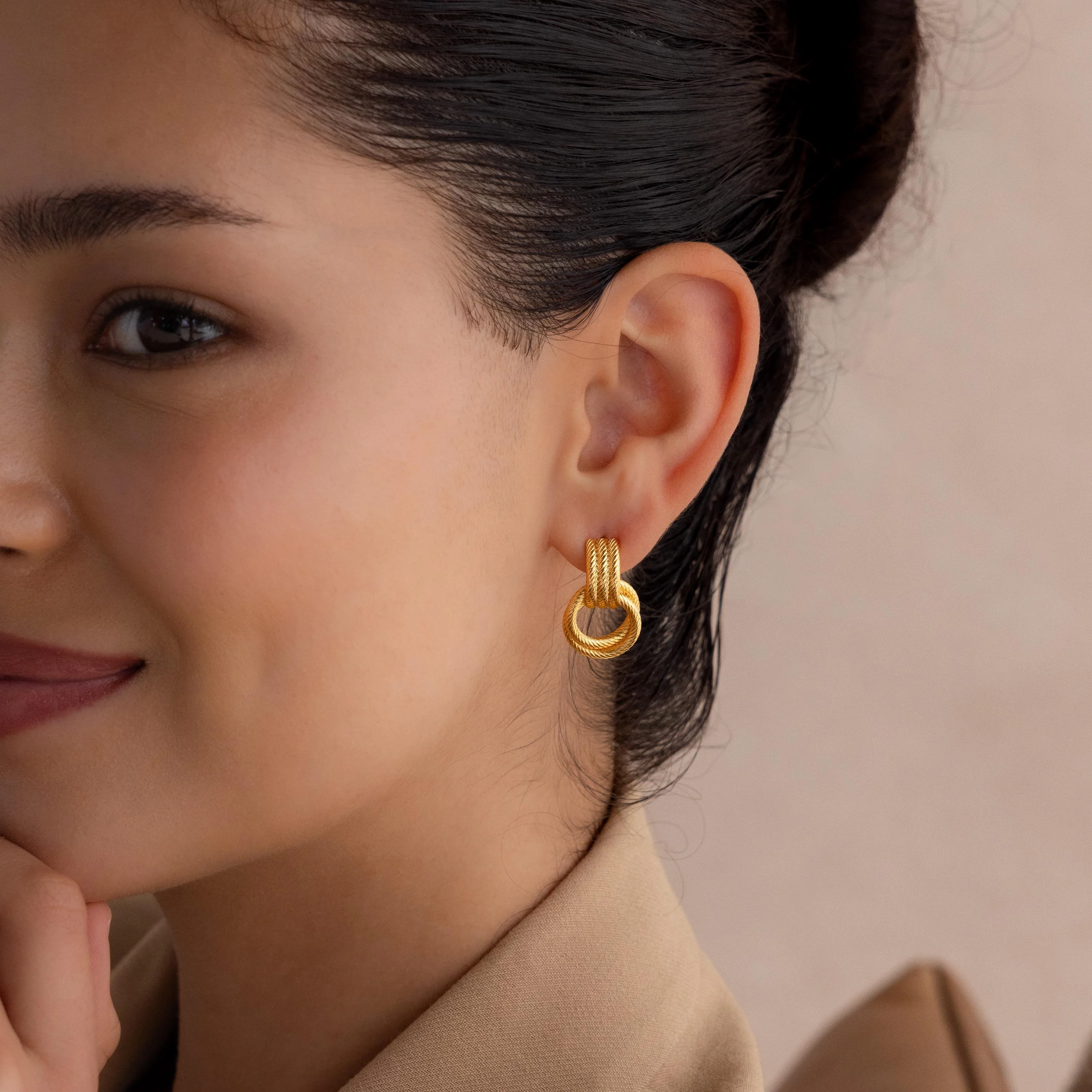 Ribbed Duo Knot Earrings - Image 8