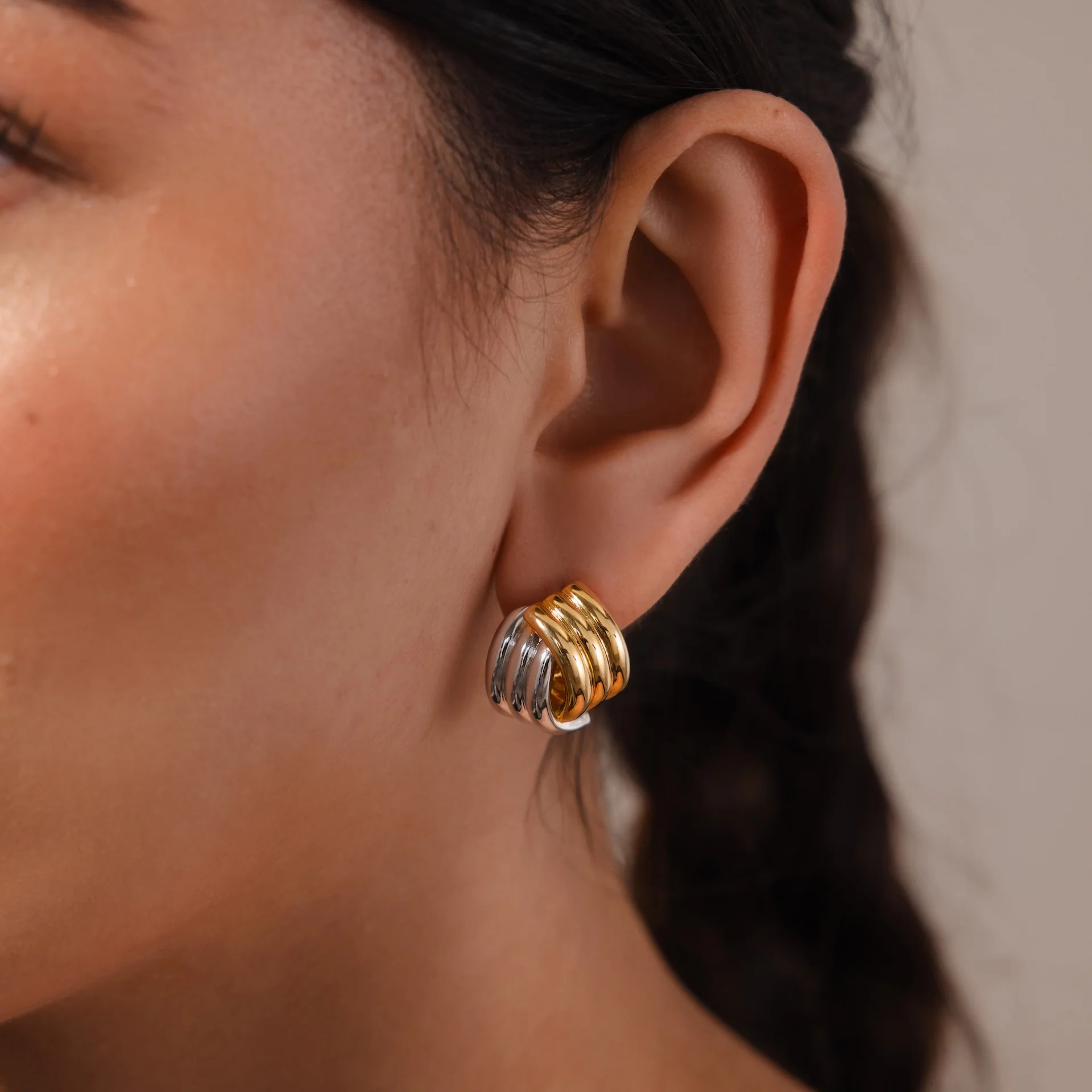 Ribbed Mixed Metal Studs - Image 2