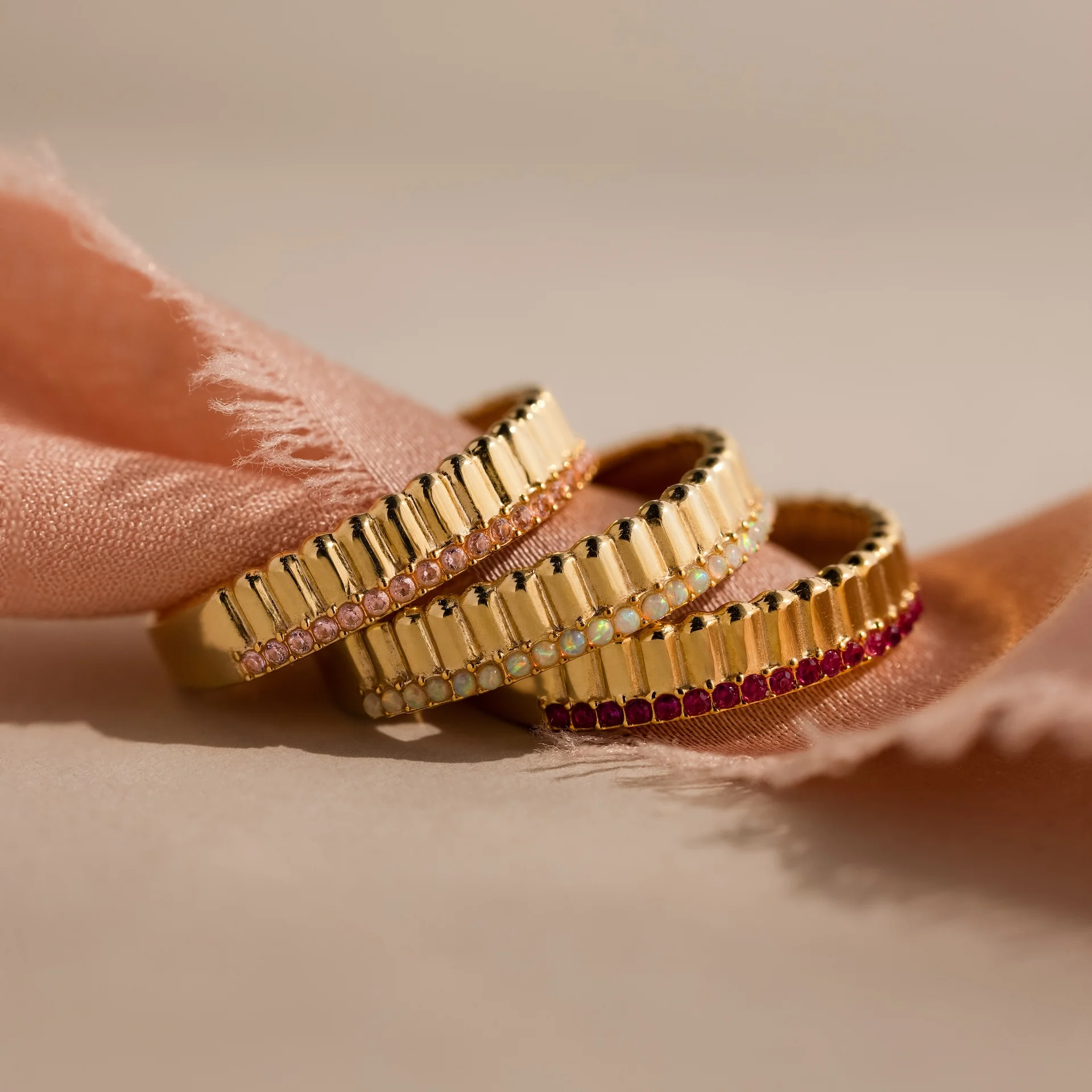 Ribbed Onyx Stack Ring - Image 5