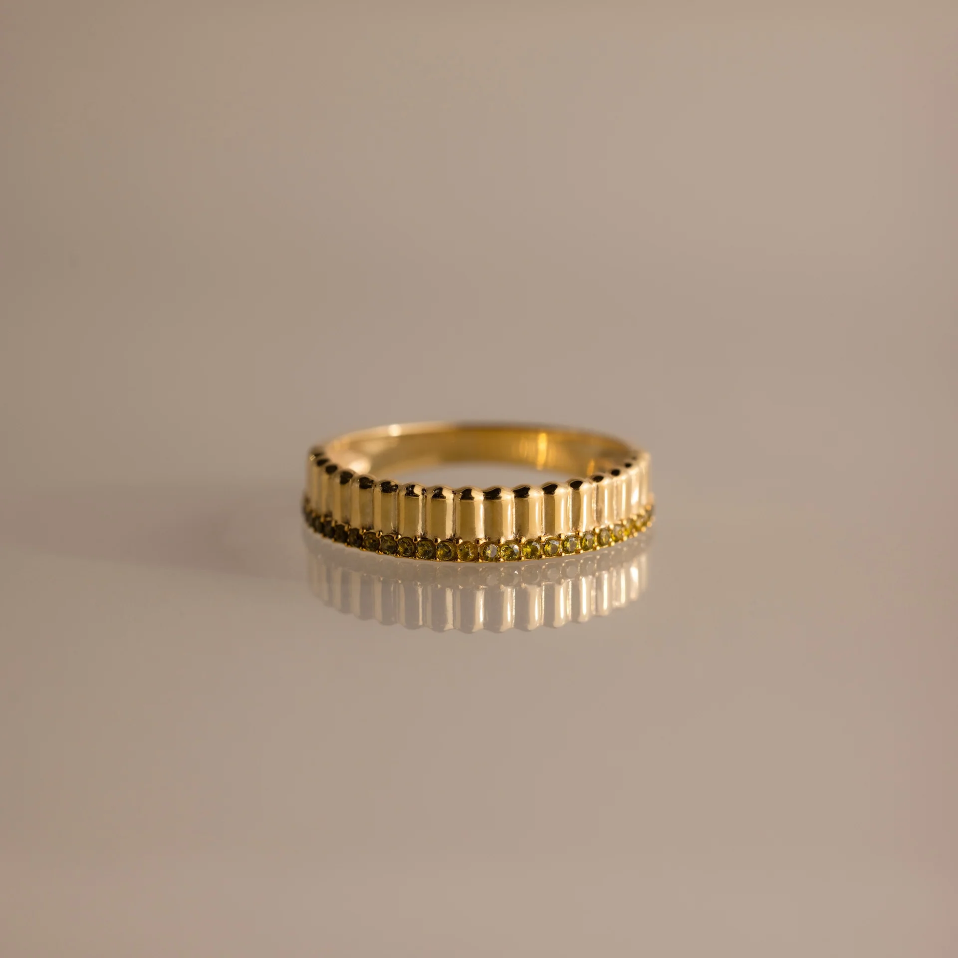 Ribbed Peridot Stack Ring
