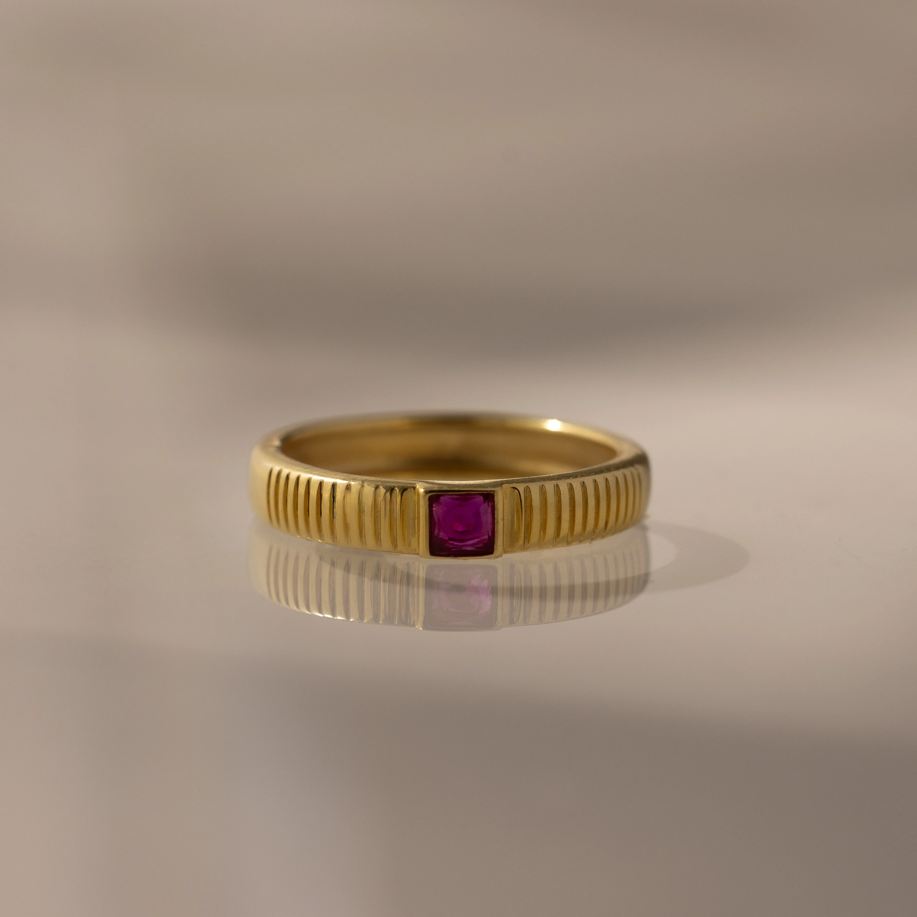 Ribbed Ruby Band