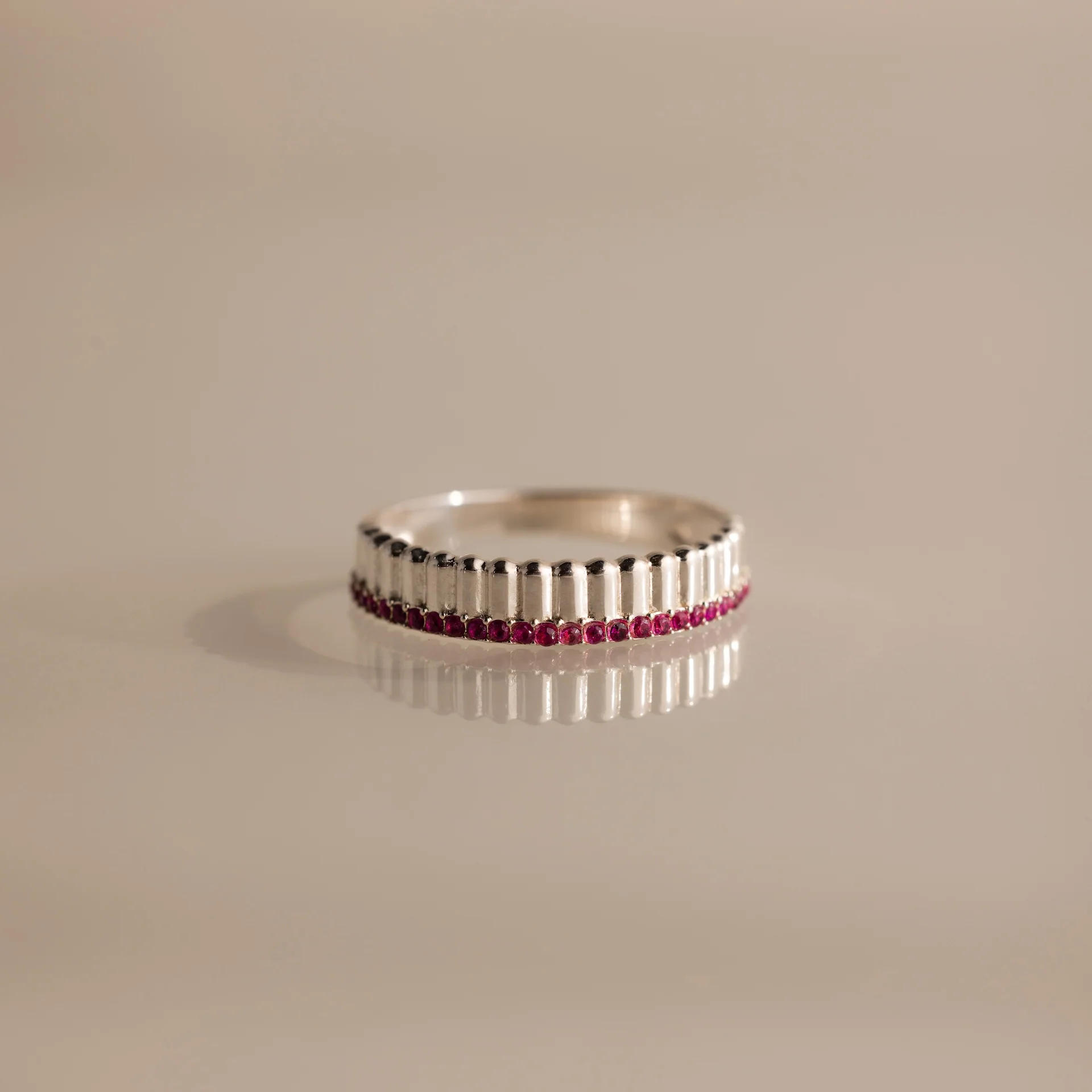 Ribbed Ruby Stack Ring - Image 3