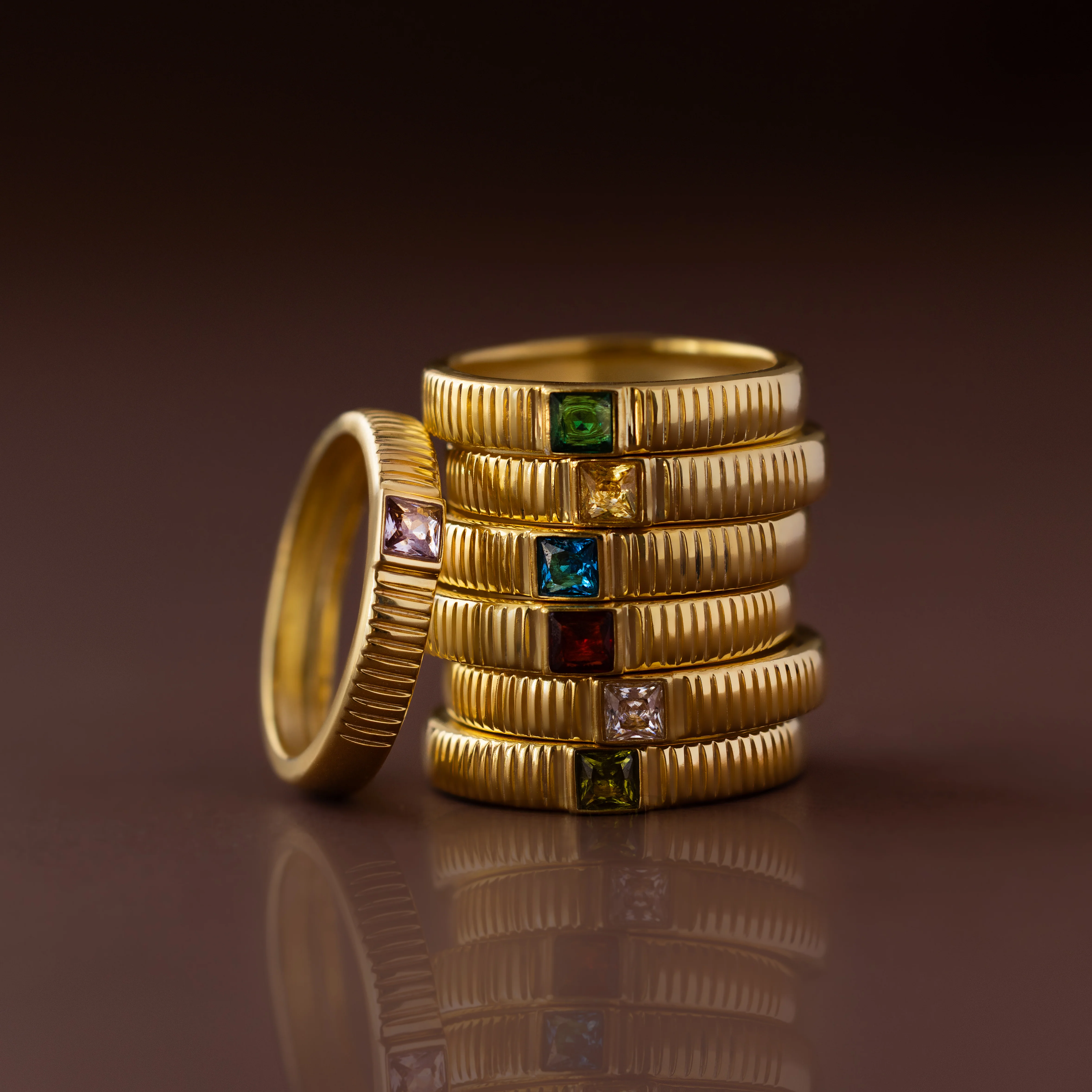 Ribbed Sapphire Band - Image 5