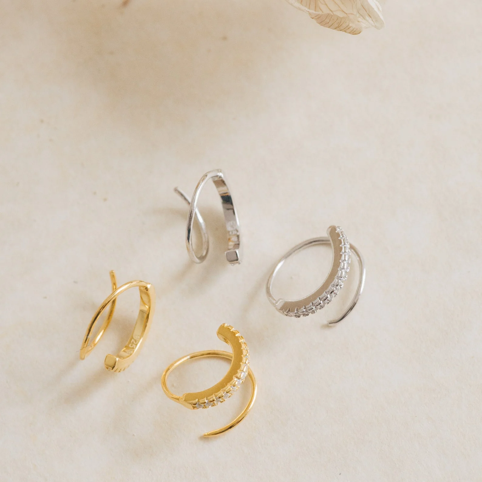 River Pave Wire Huggies - Image 7