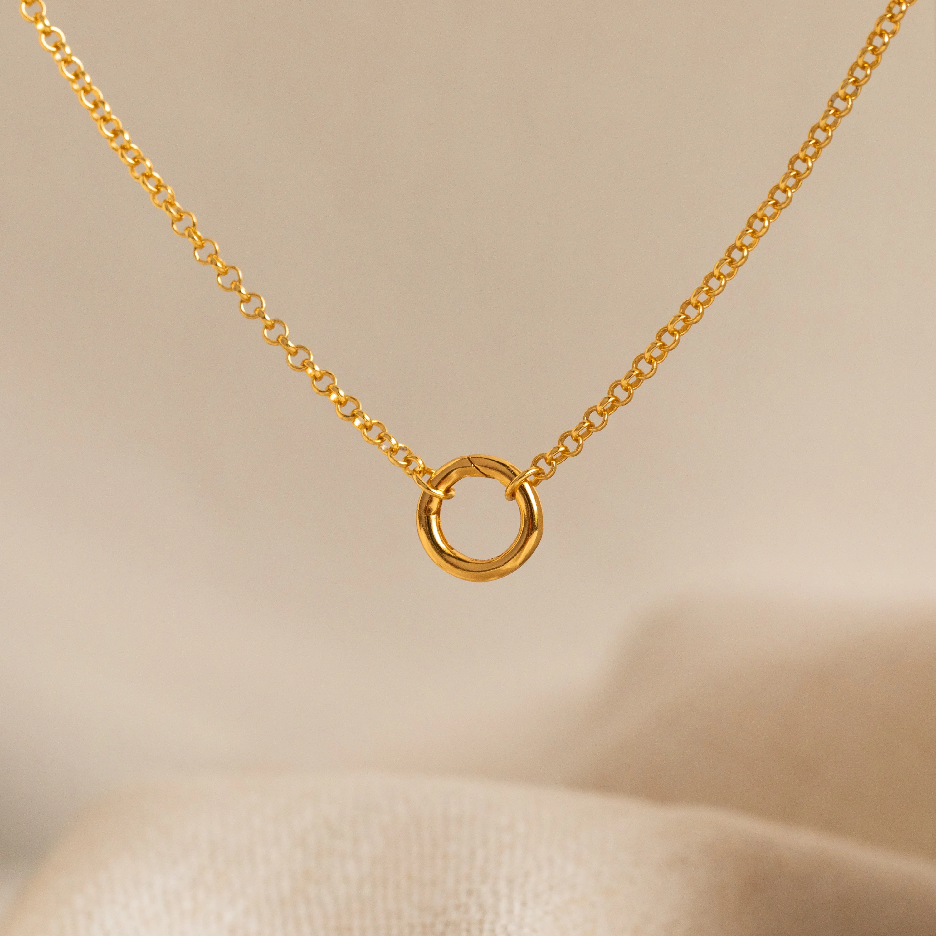 Rolo Circle Charm Necklace - Image 8