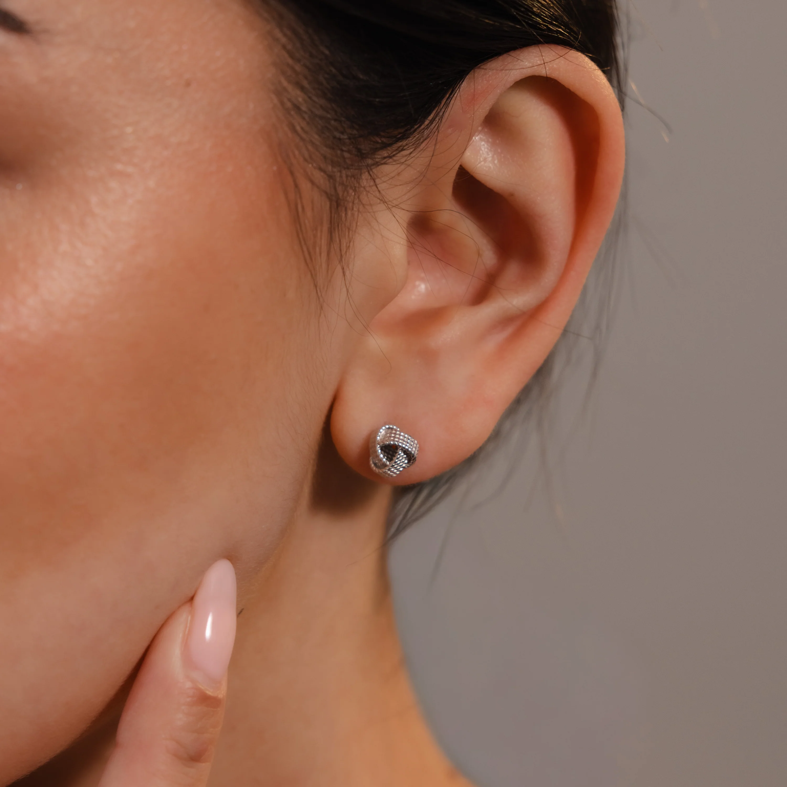 Rope Knot Studs in Silver - Image 2