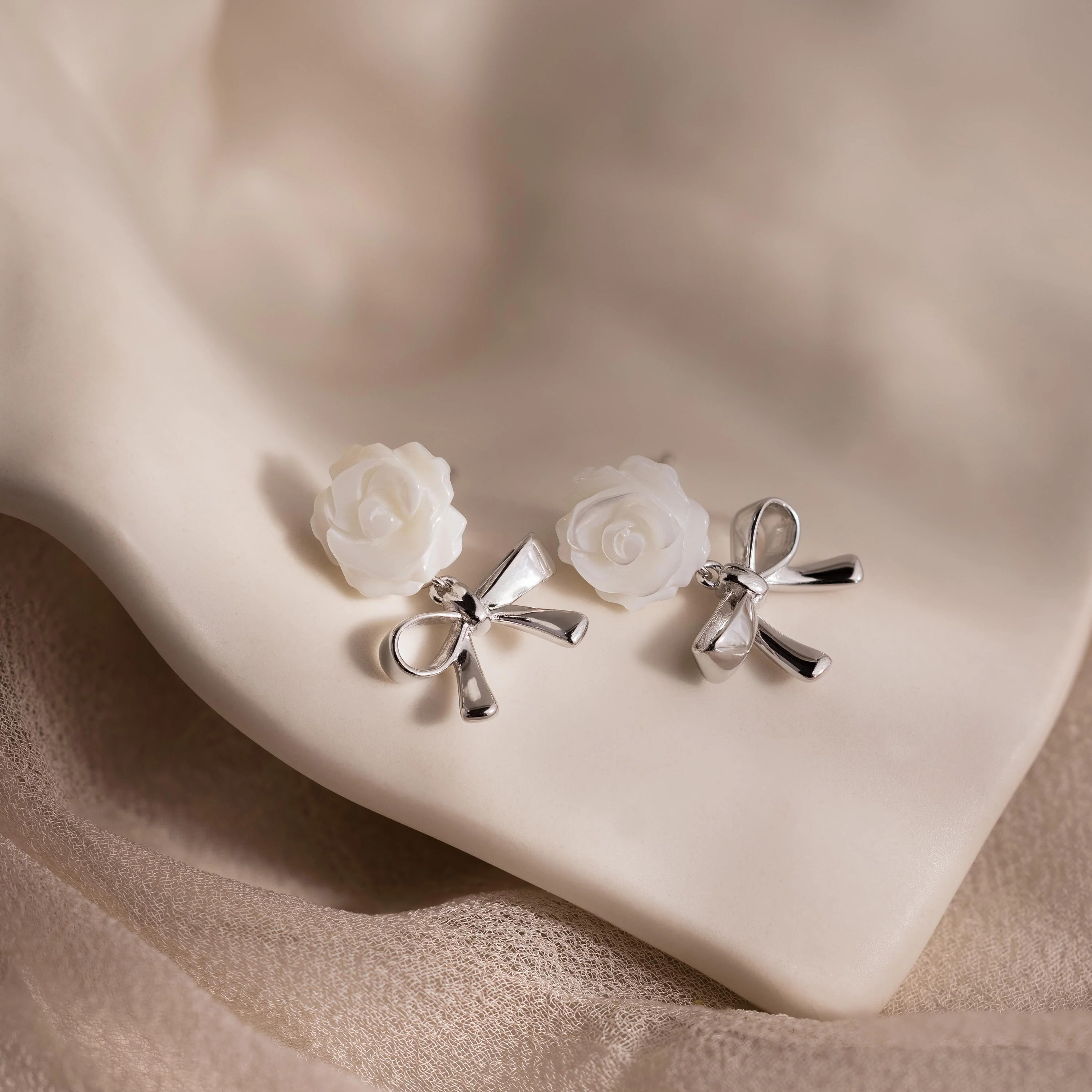 Rose Ribbon Studs - Image 3