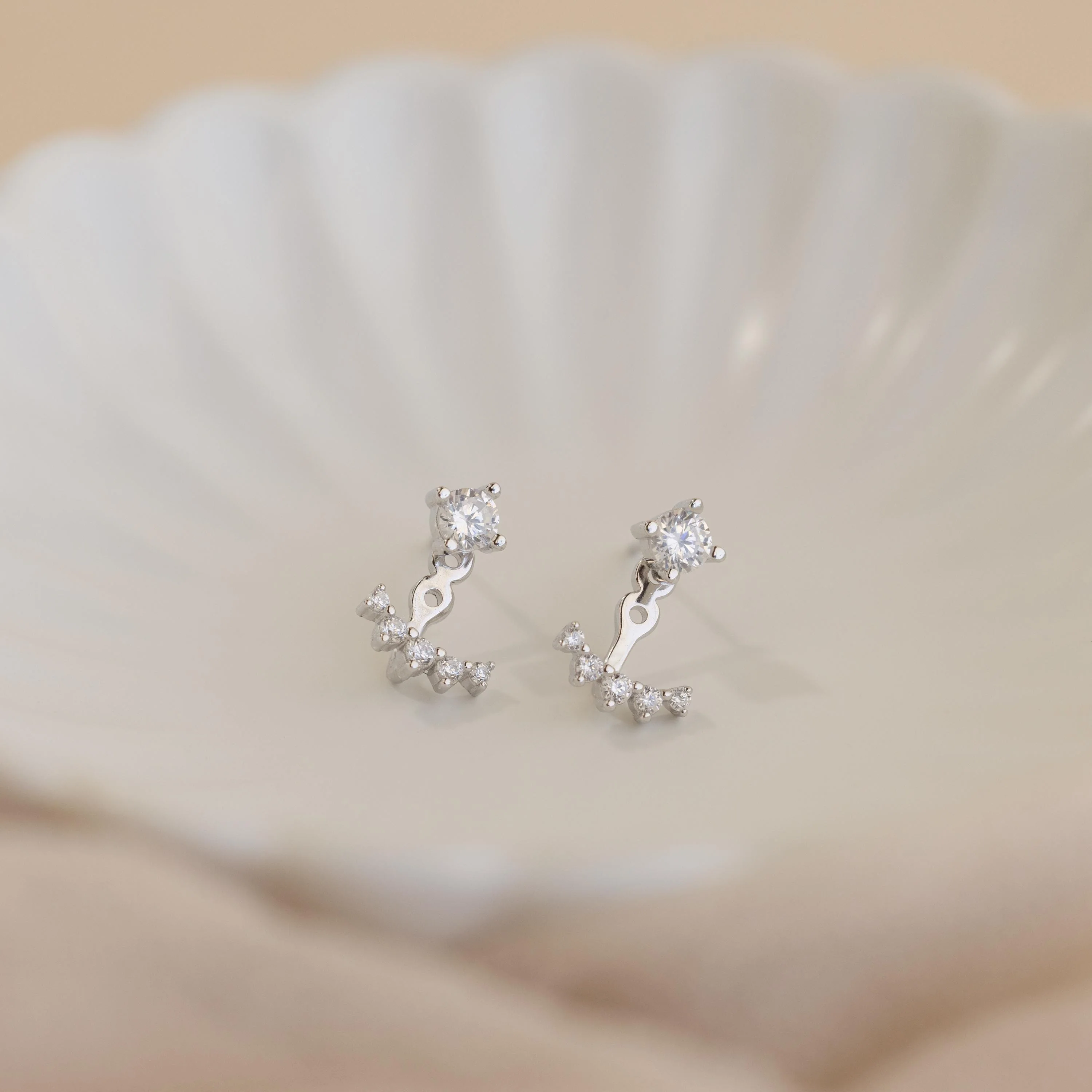 Round Diamond Ear Jackets - Image 3