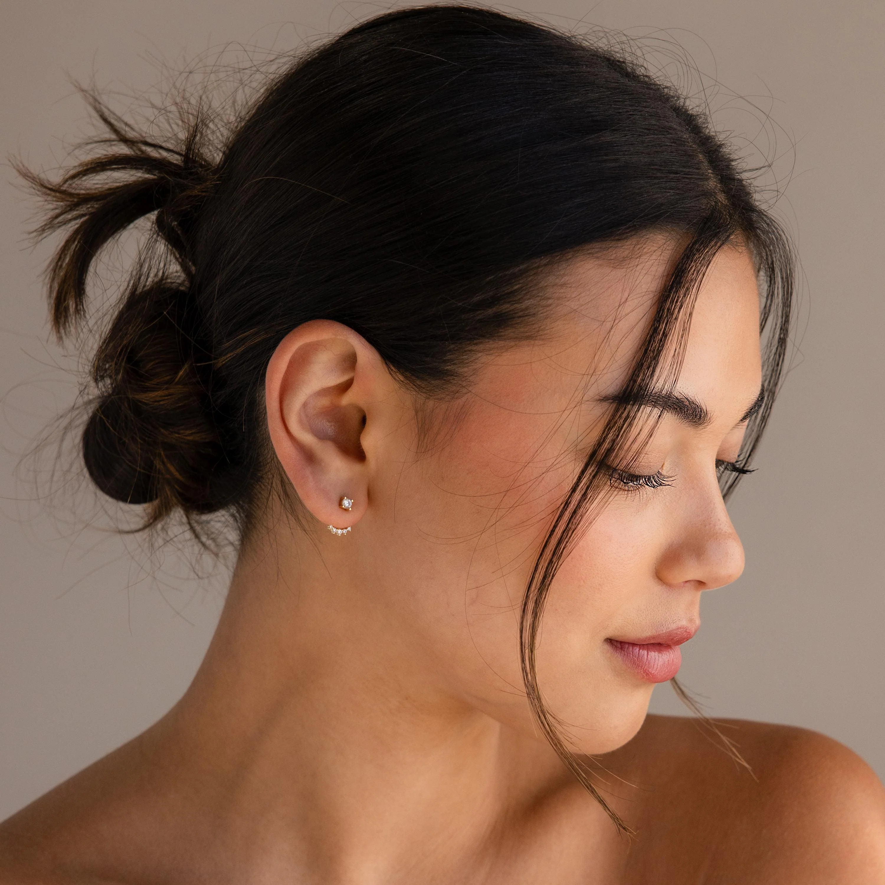 Round Diamond Ear Jackets in 18K Gold - Image 3