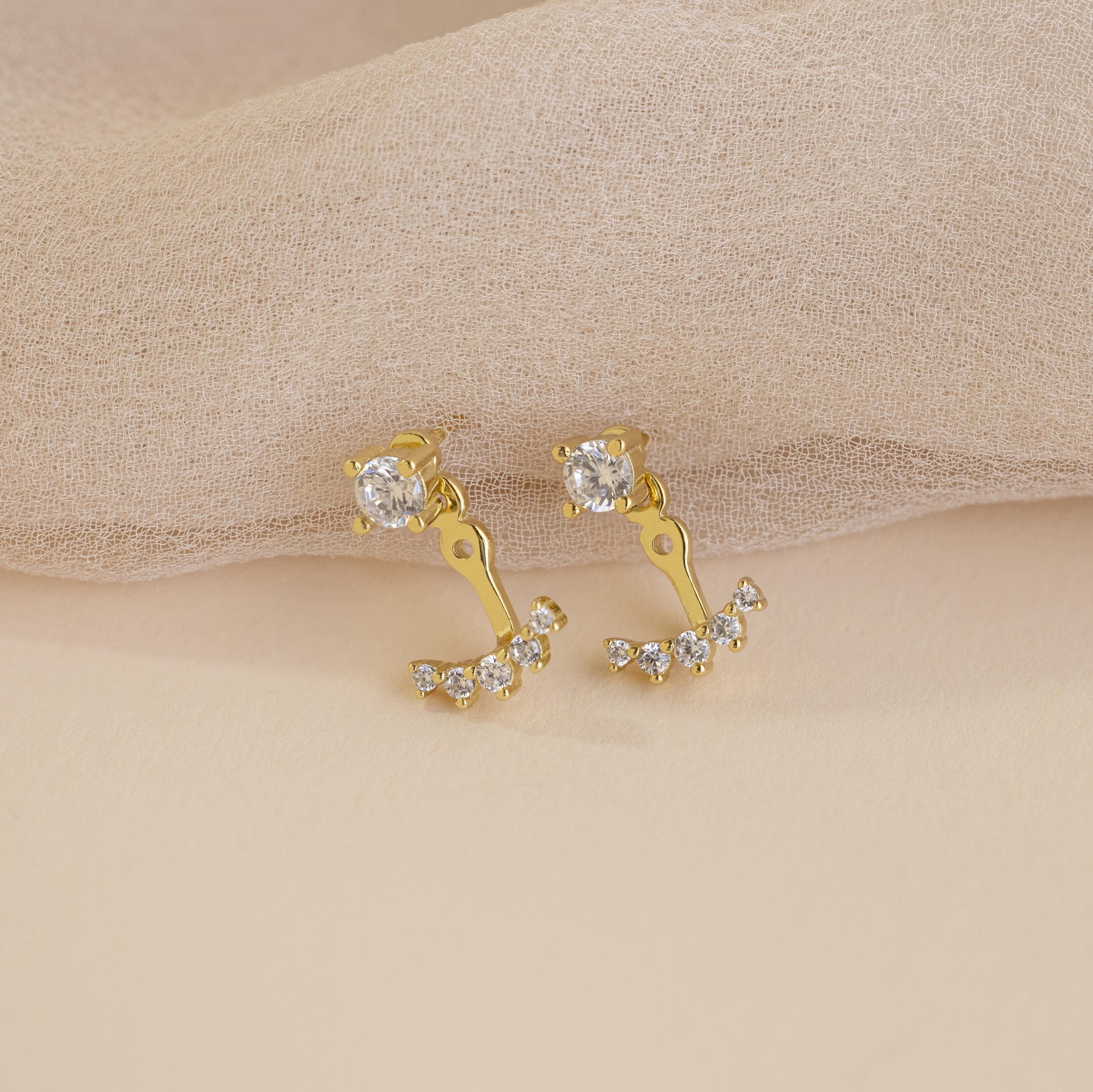 Round Diamond Ear Jackets in 18K Gold - Image 4