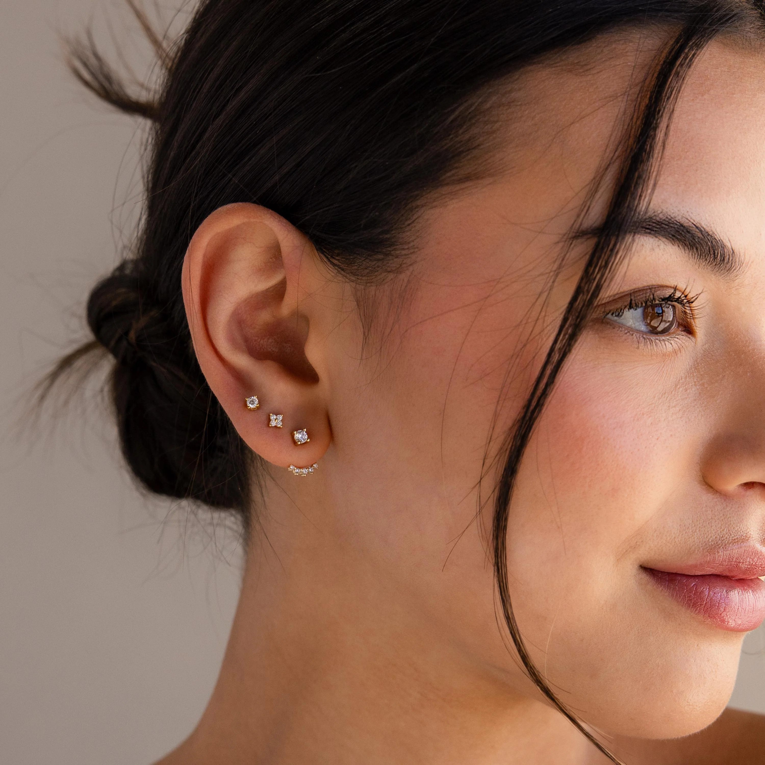 Round Diamond Ear Jackets in 18K Gold - Image 5