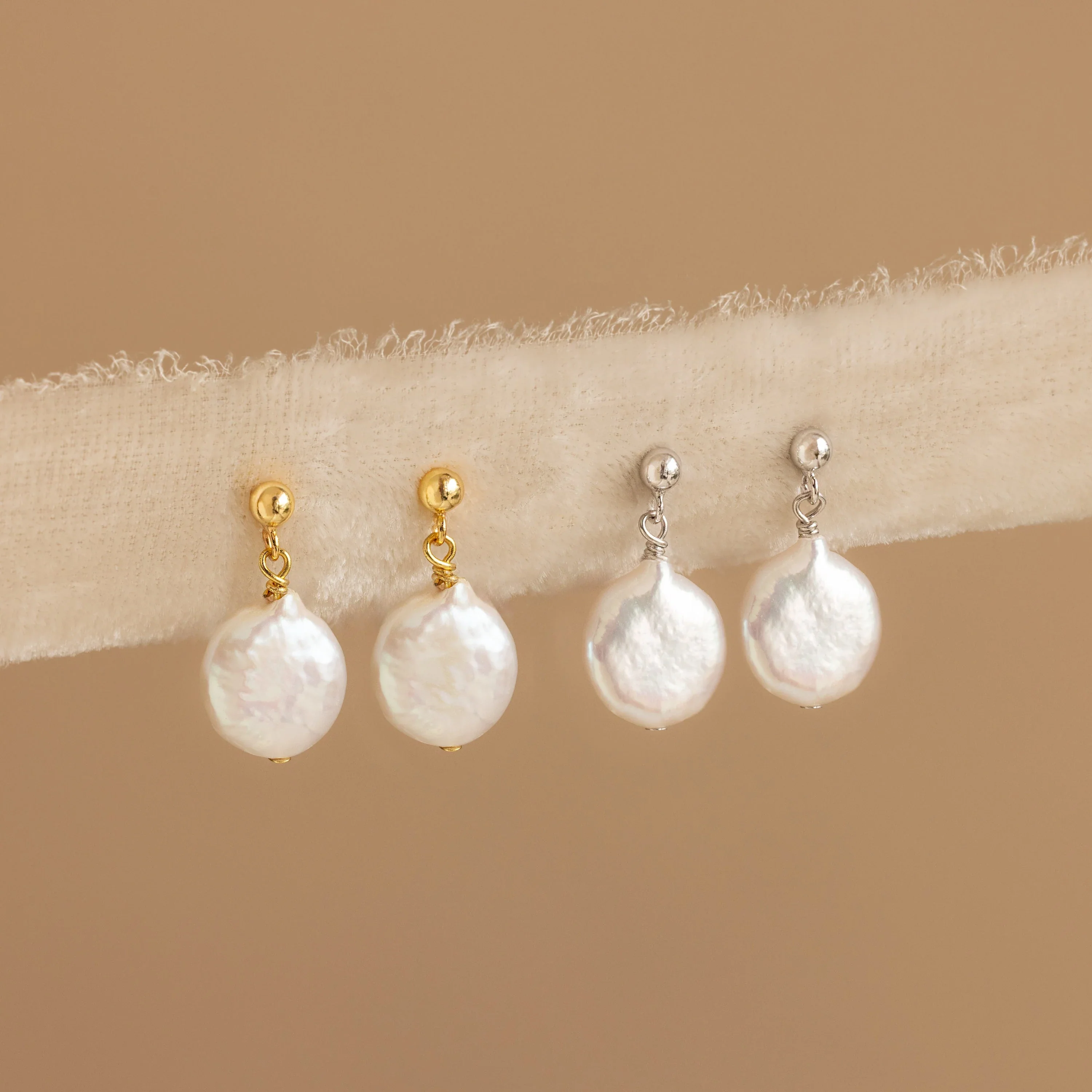 Round Pearl Drop Earrings - Image 3