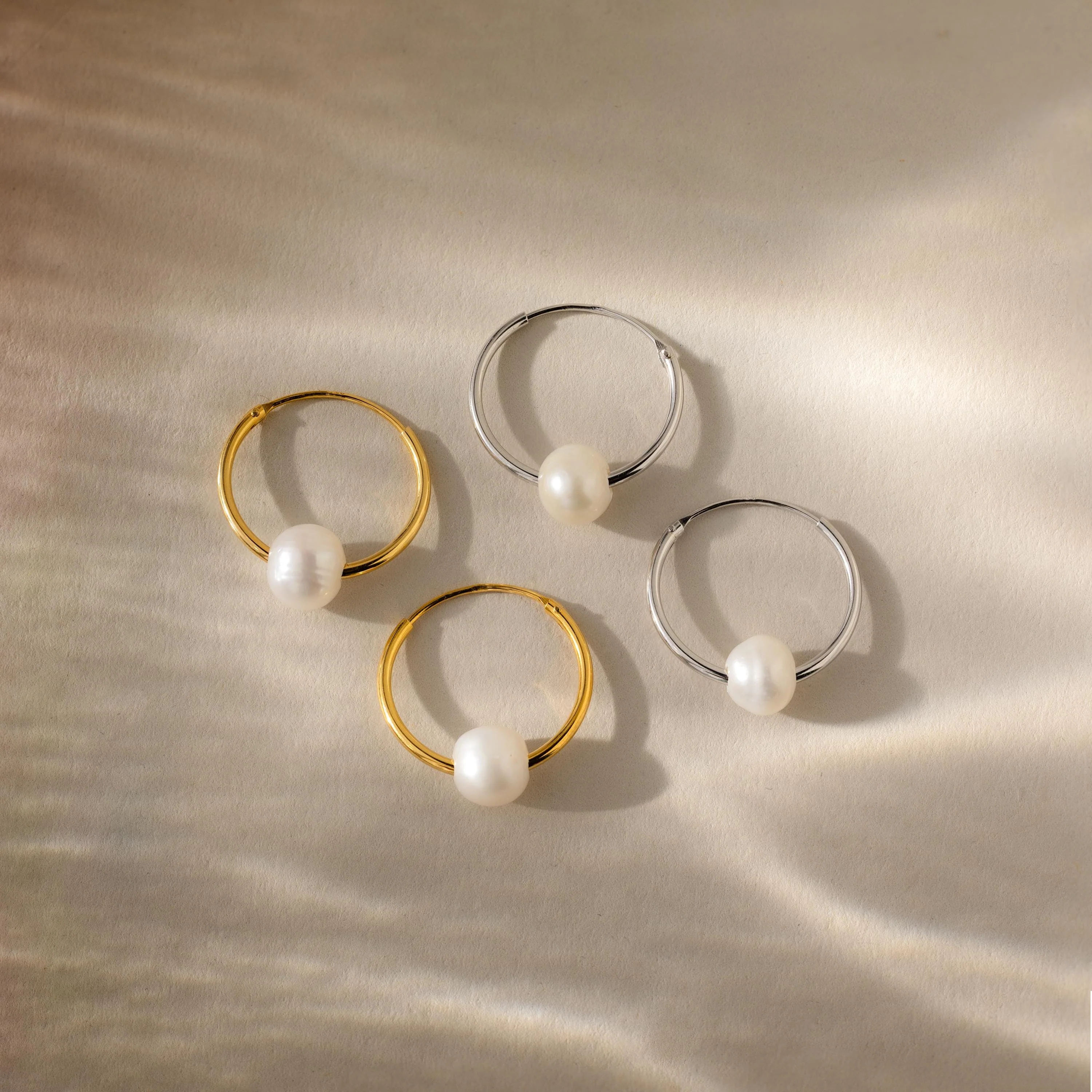 Round Pearl Hoops - Image 4