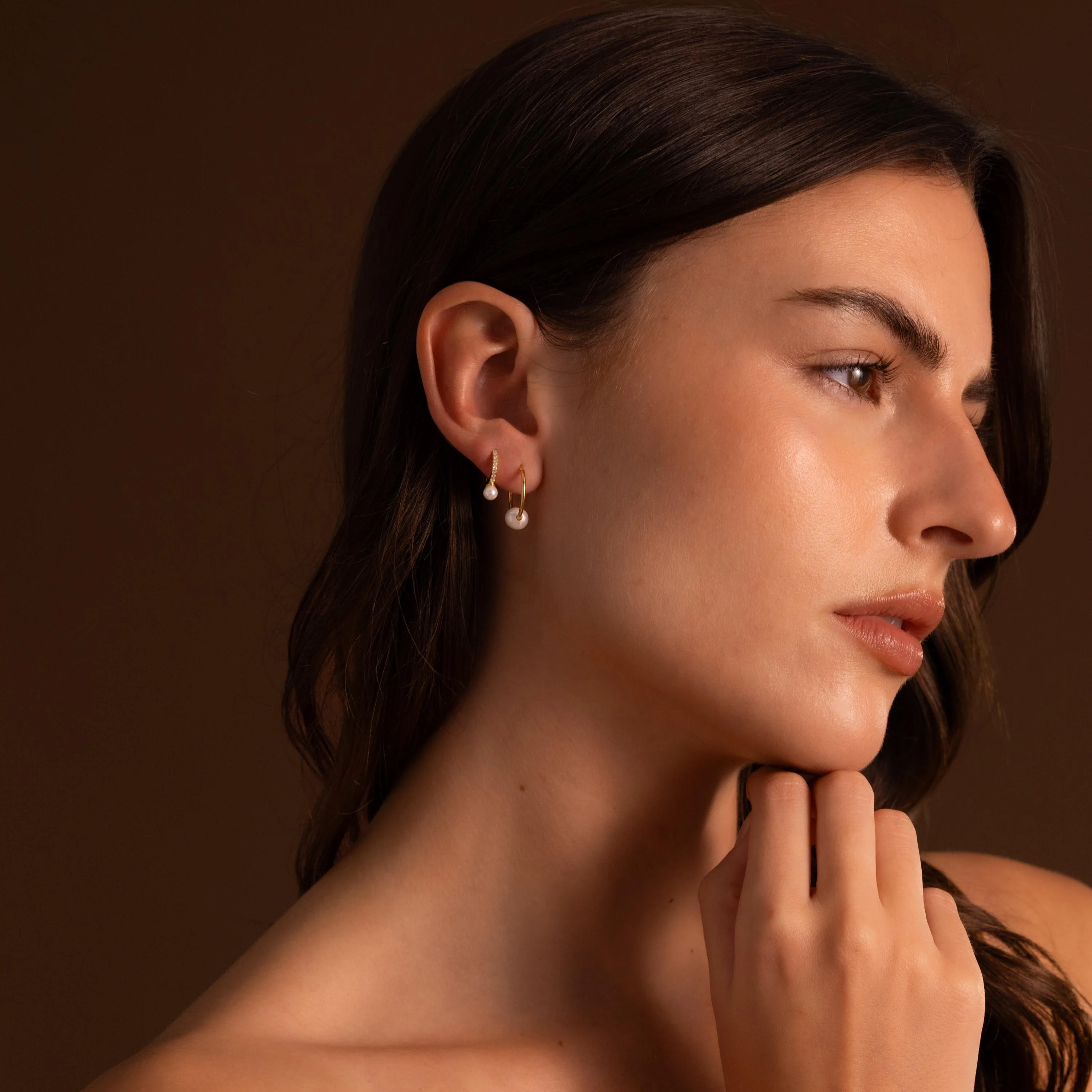 Round Pearl Hoops - Image 9