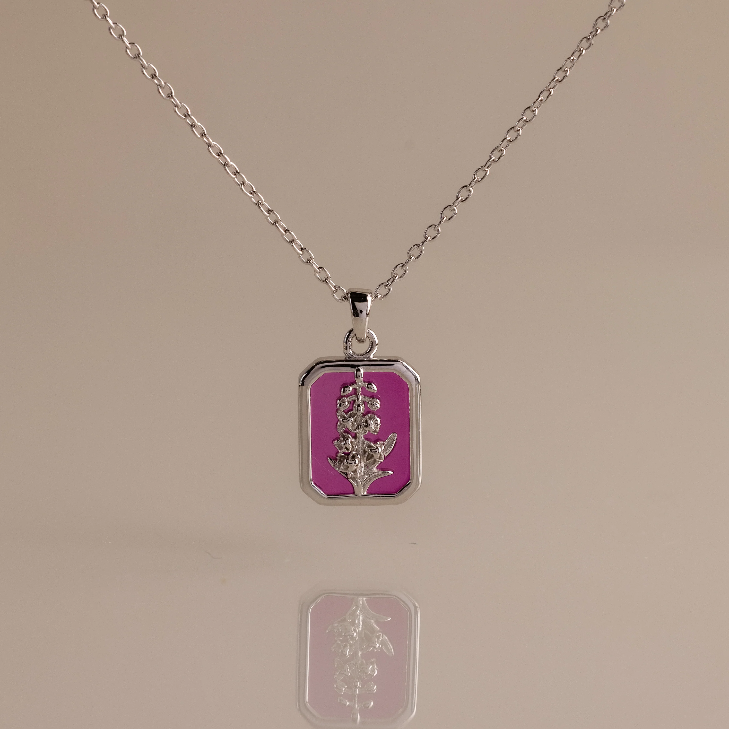 Ruby Birth Flower Charm Necklace - Image 3