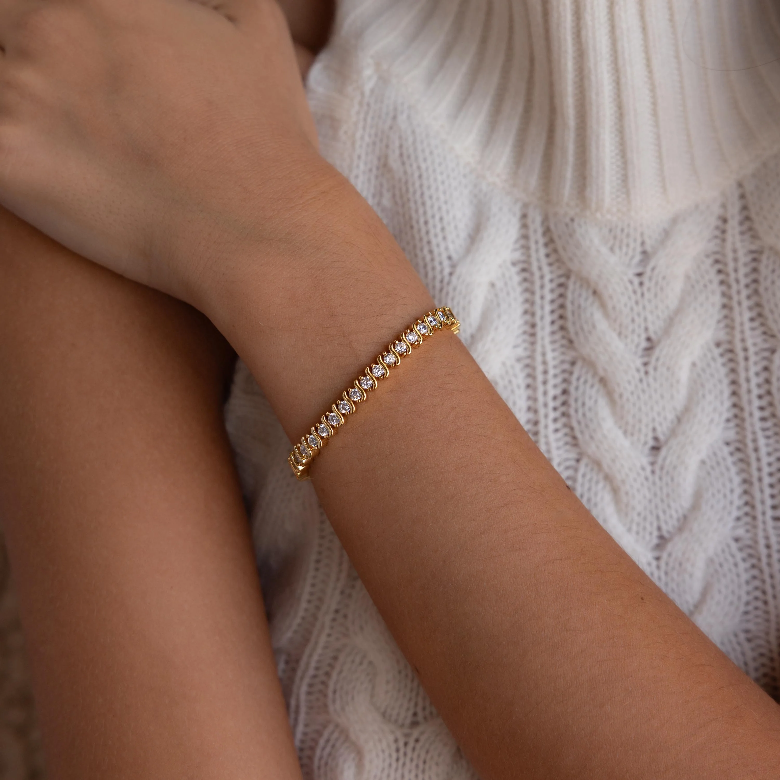 S-Link Diamond Tennis Bracelet in 18K Gold - Image 2