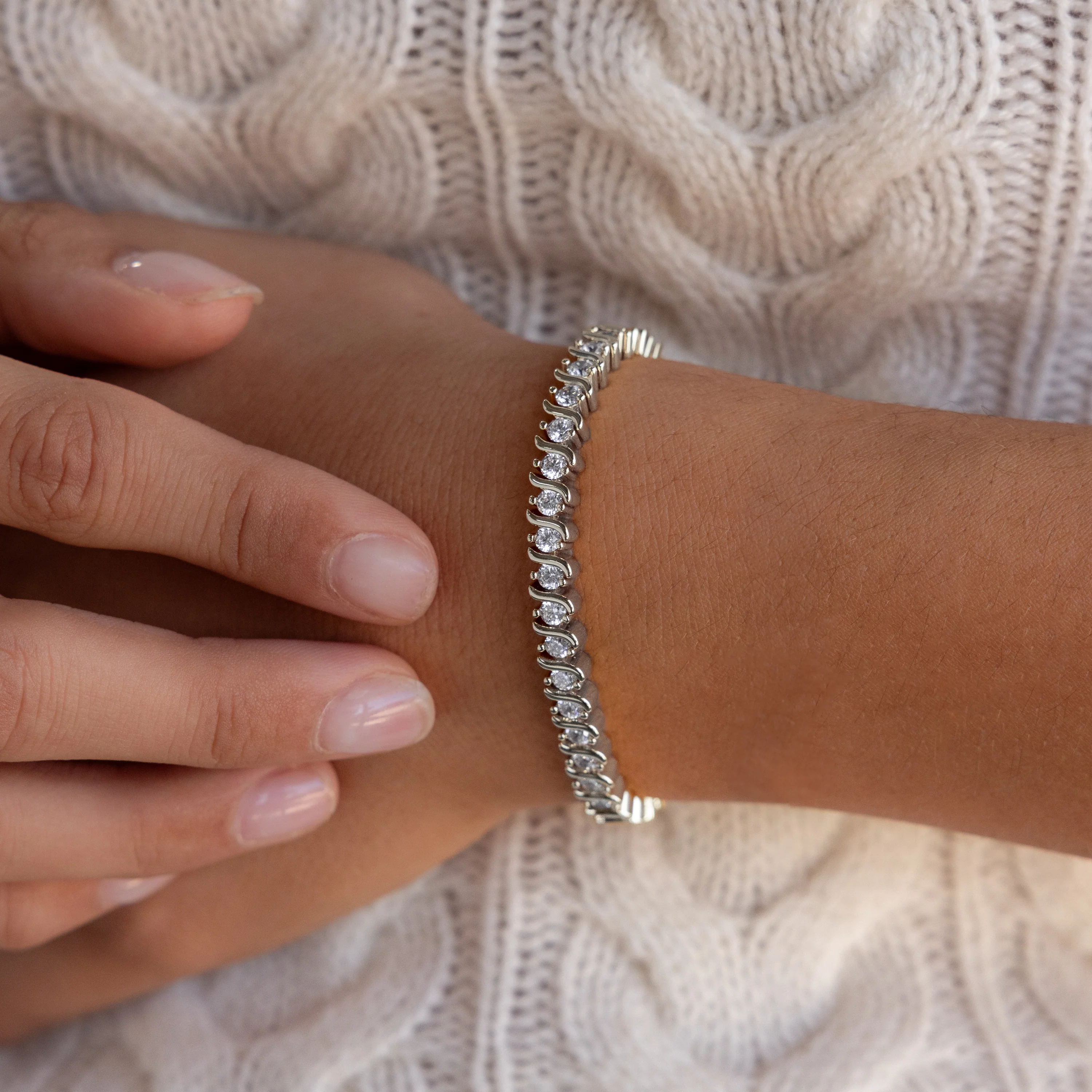 S-Link Diamond Tennis Bracelet in Silver - Image 2