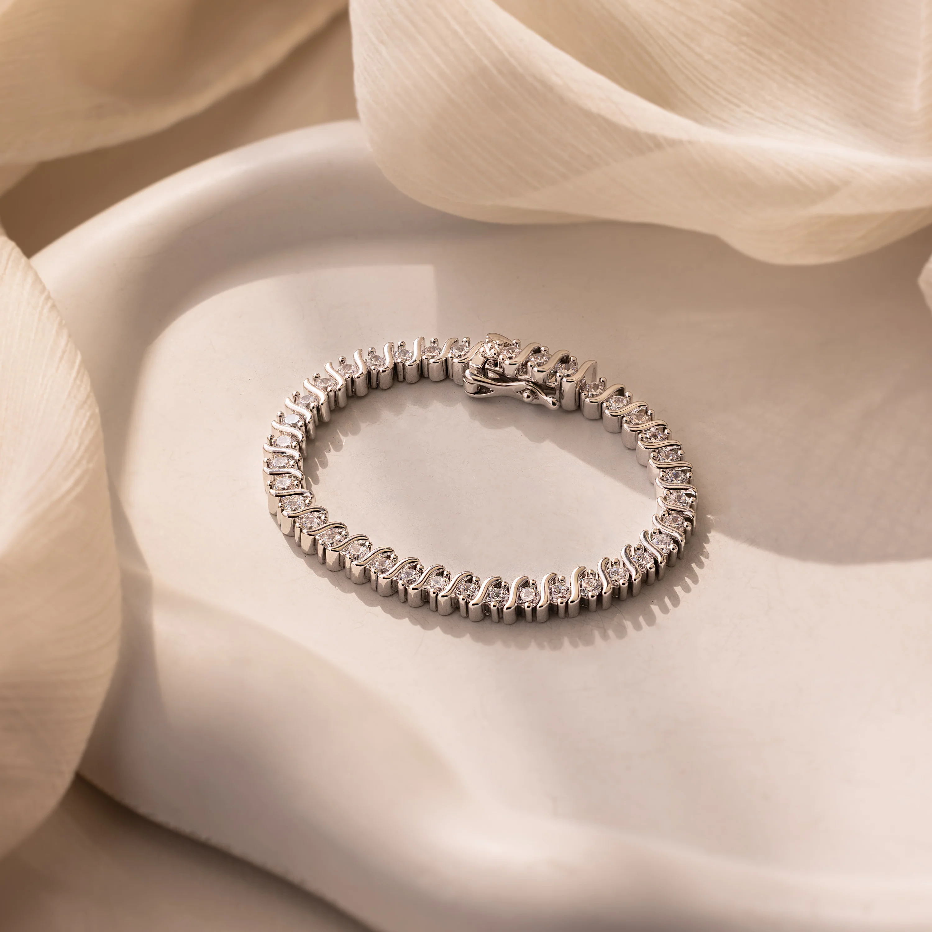 S-Link Diamond Tennis Bracelet in Silver - Image 3