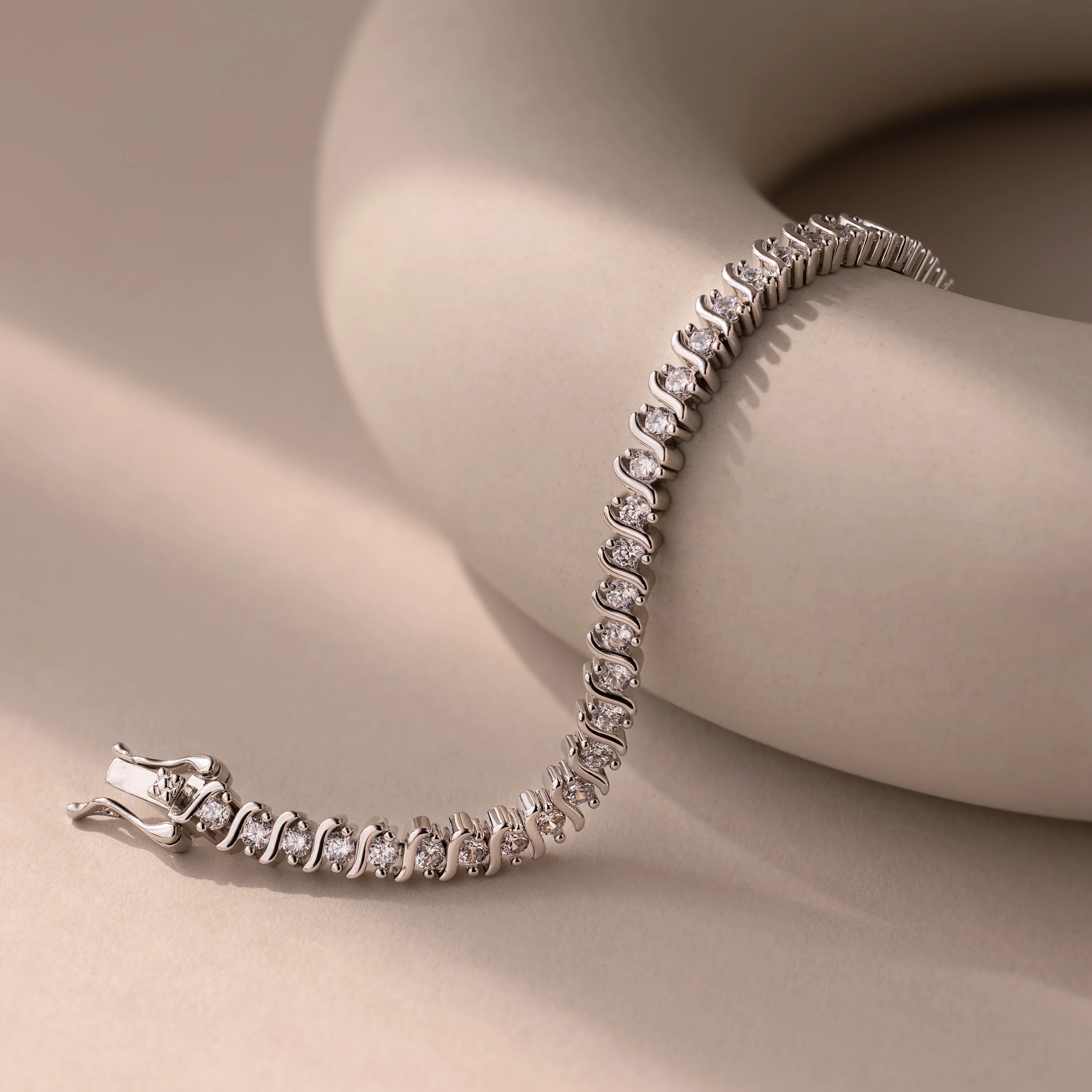 S-Link Diamond Tennis Bracelet in Silver - Image 5