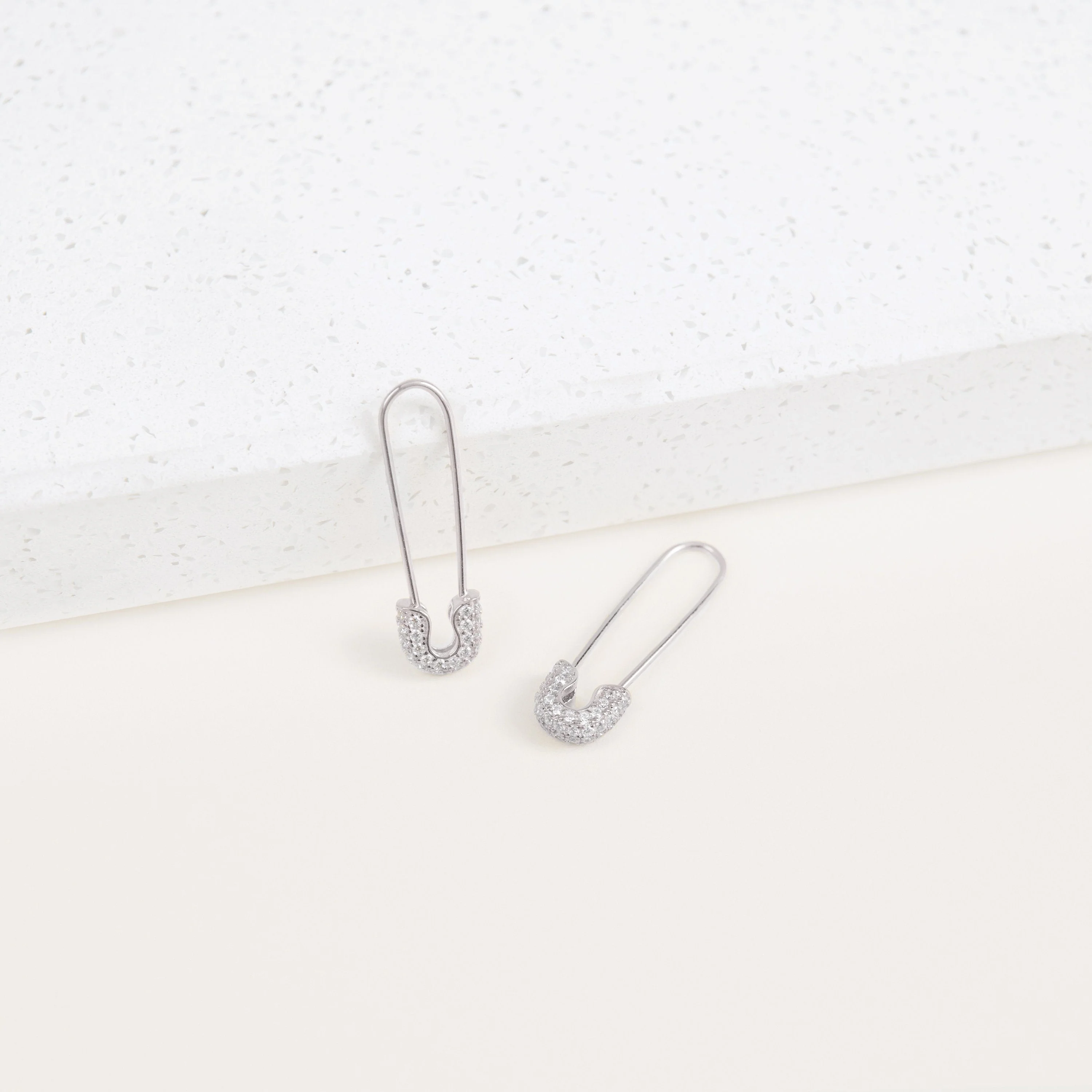 Pave Safety Pin Earrings - Image 4