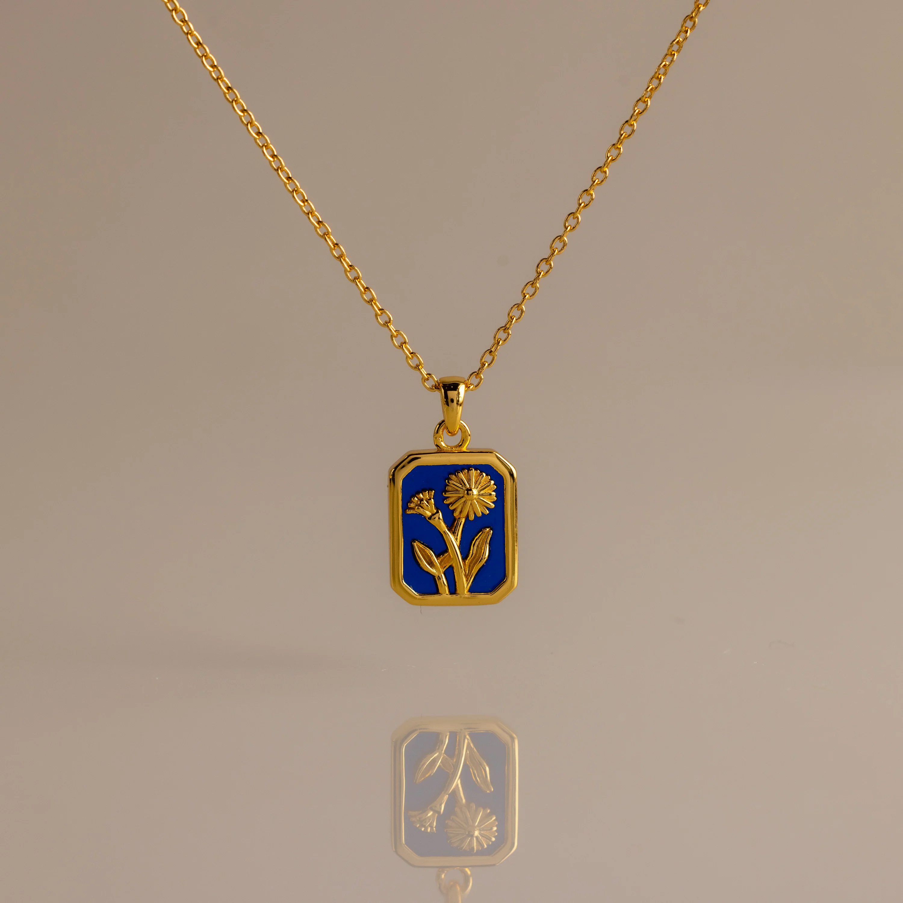 Sapphire Birth Flower Charm Necklace