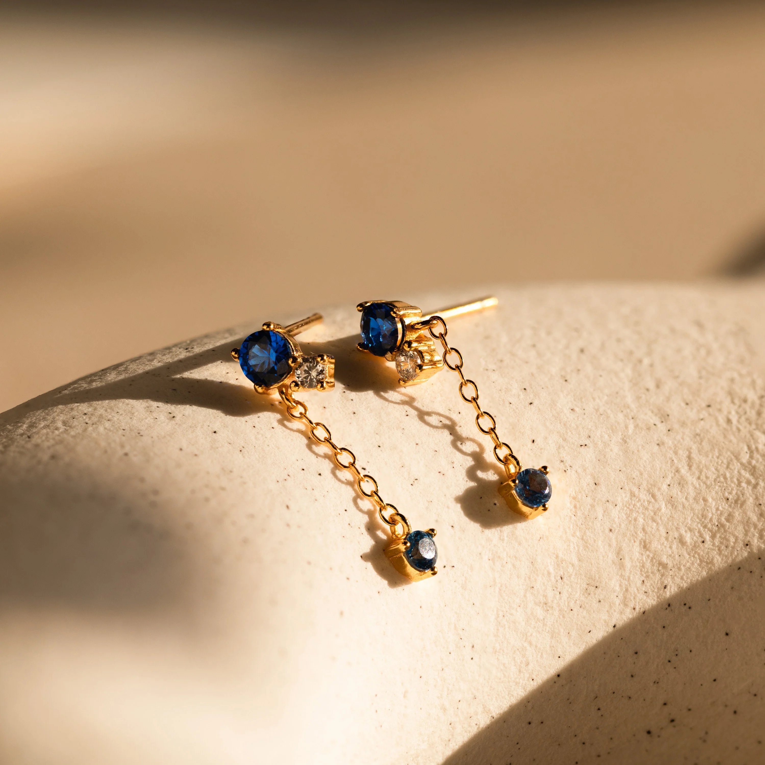 Sapphire Diamond Drop Earrings - Image 3