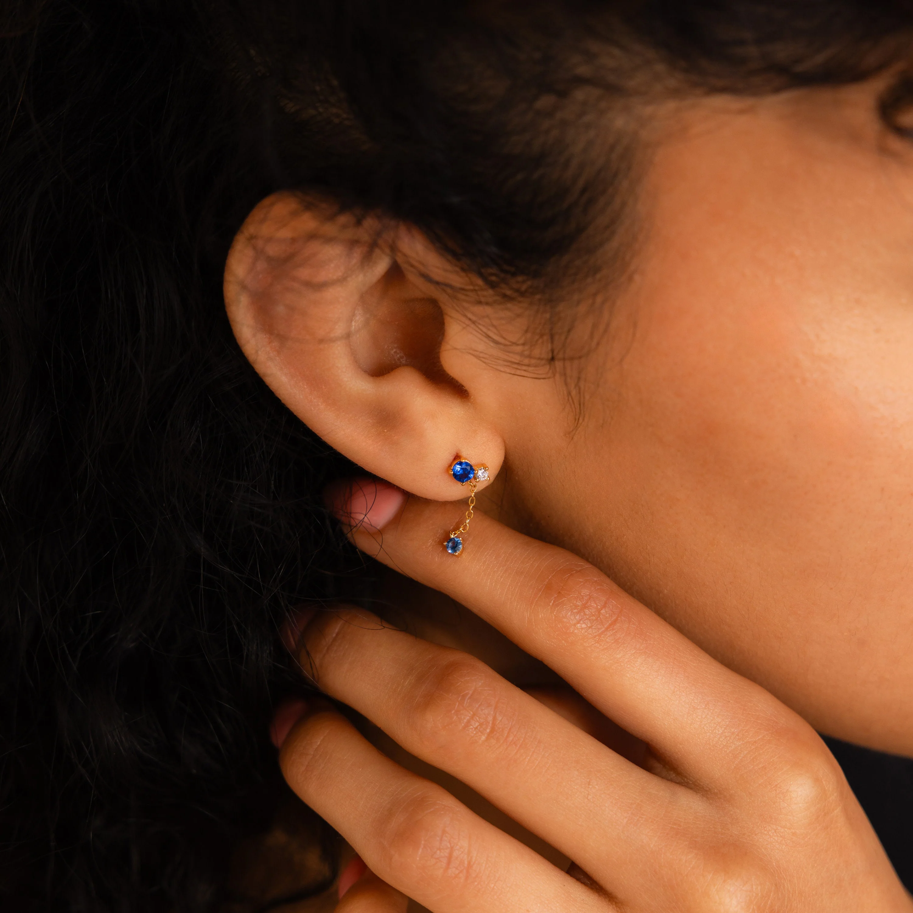 Sapphire Diamond Drop Earrings - Image 8