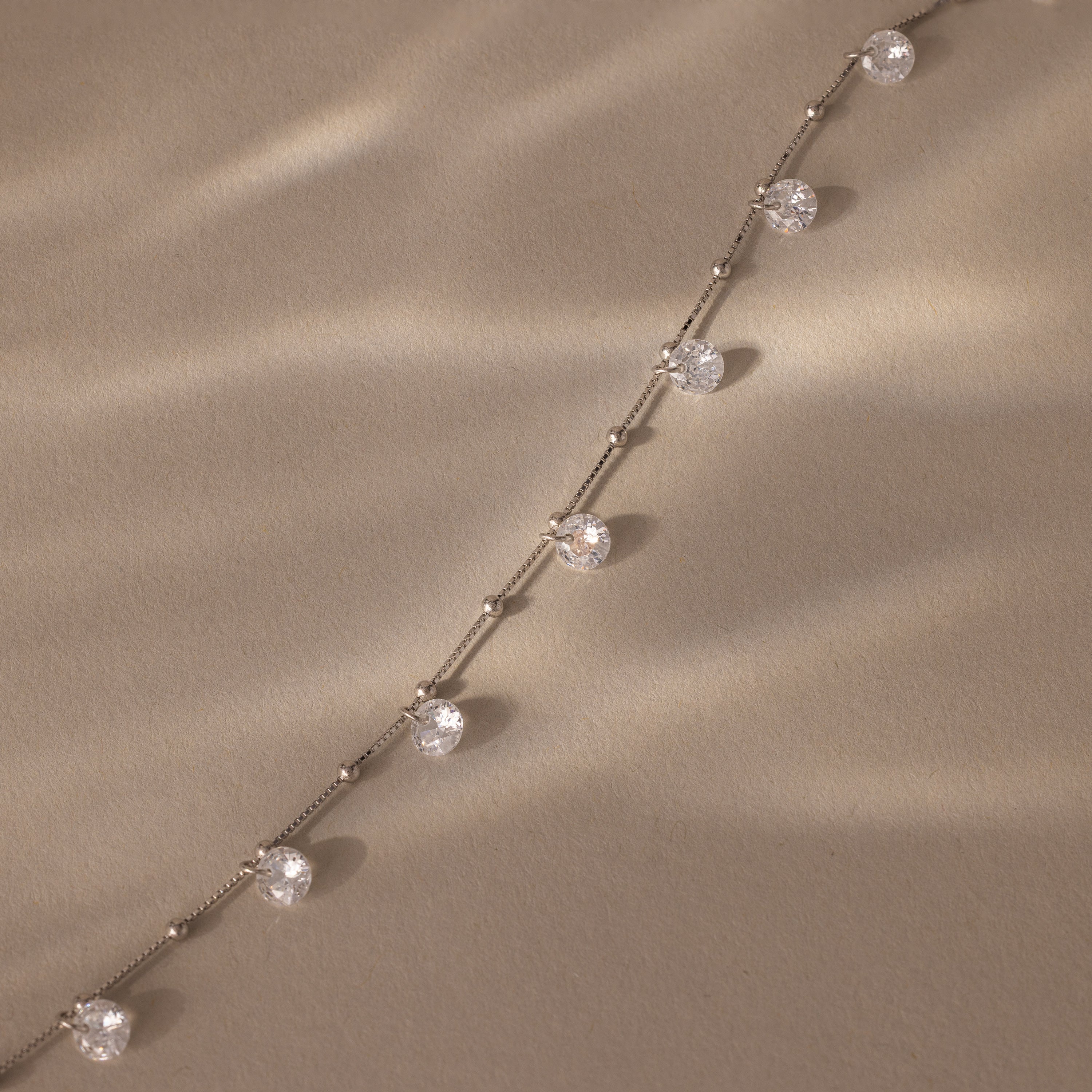 Satellite Diamond Necklace in Silver - Image 3