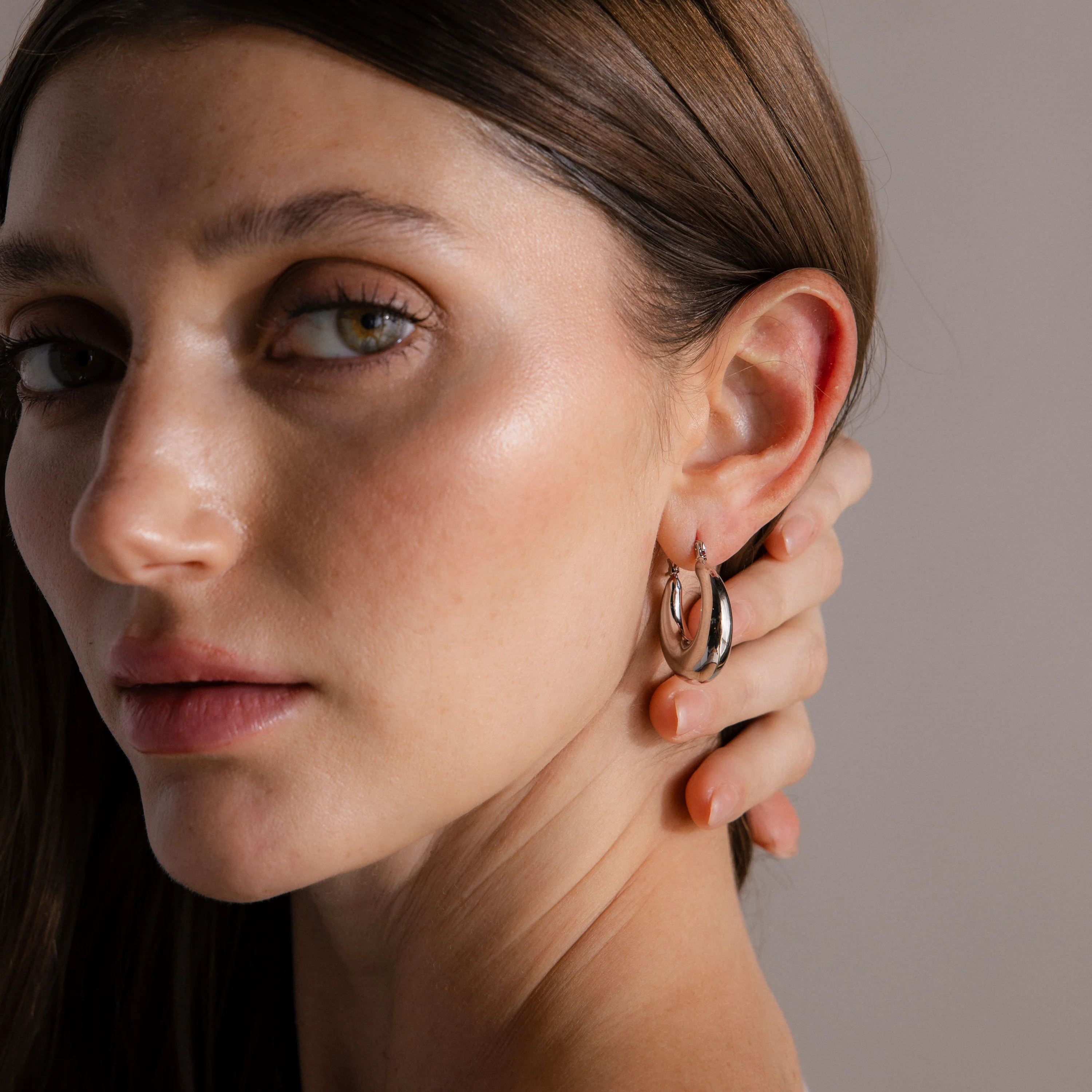 Sculpted Hoops in Silver - Image 6